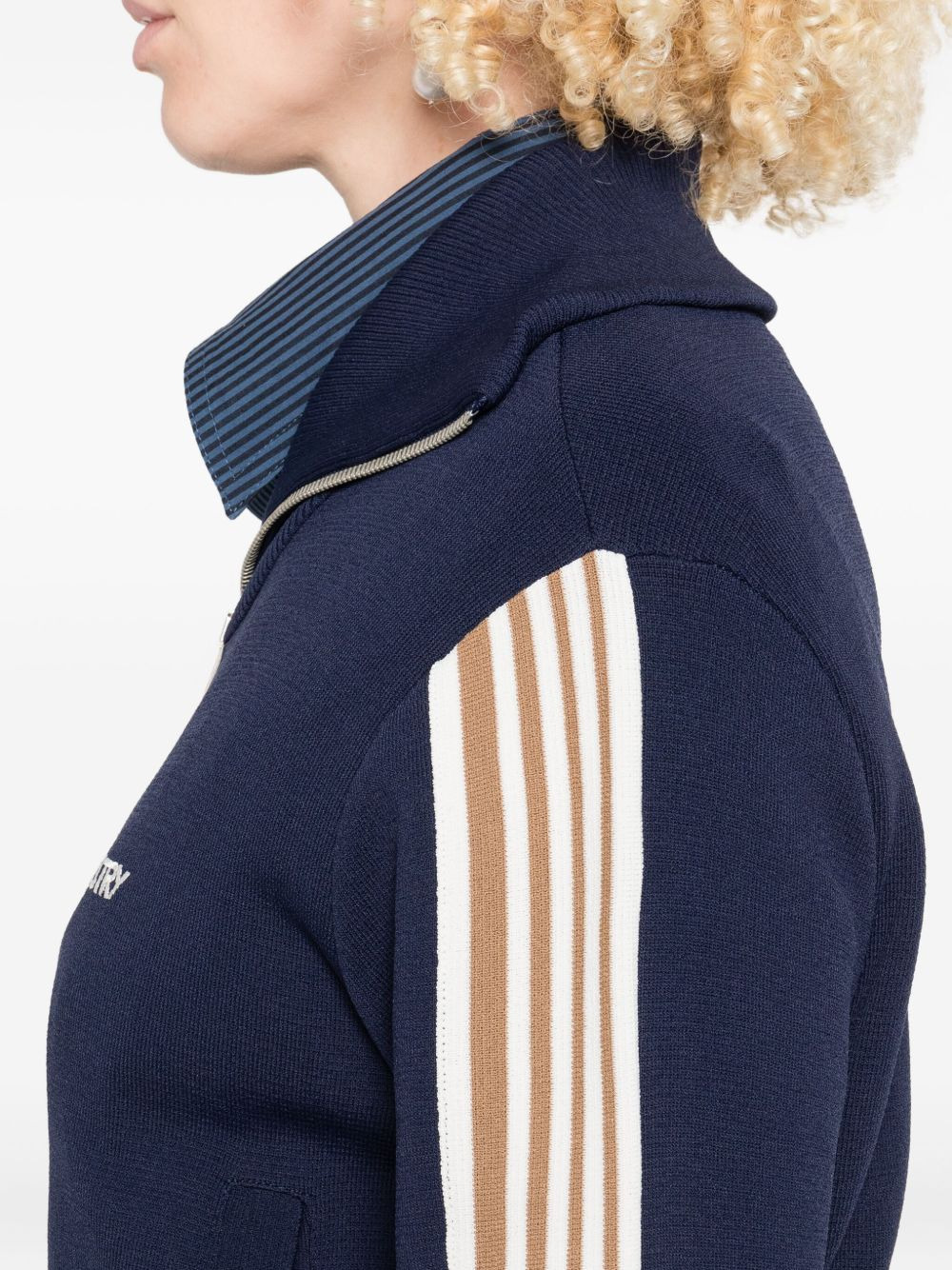 stripe-detail zip-up sweatshirt - 5