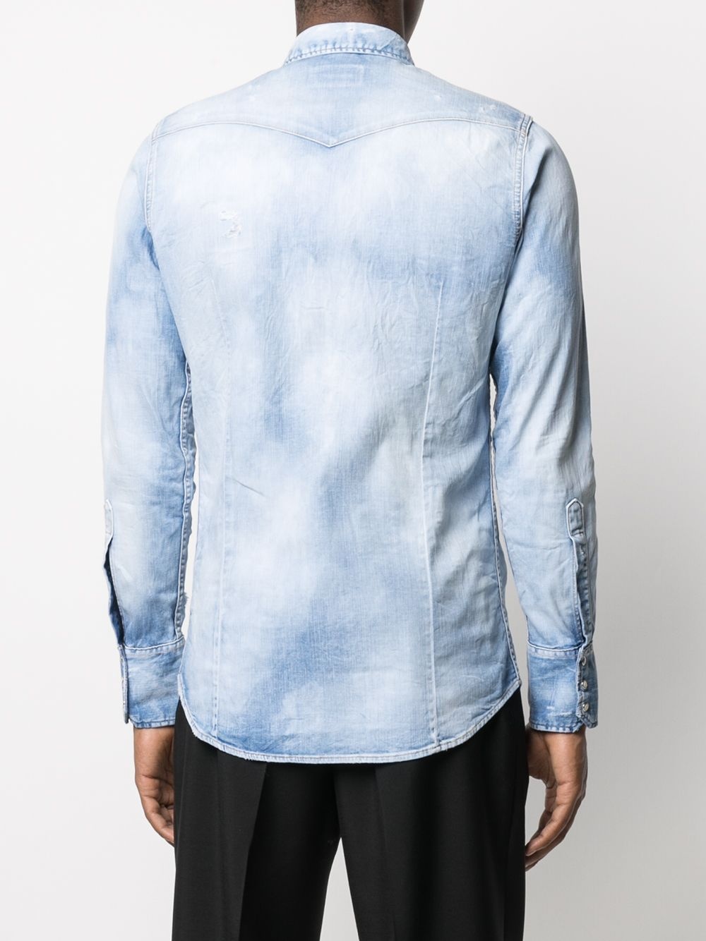 distressed press-stud denim shirt - 4