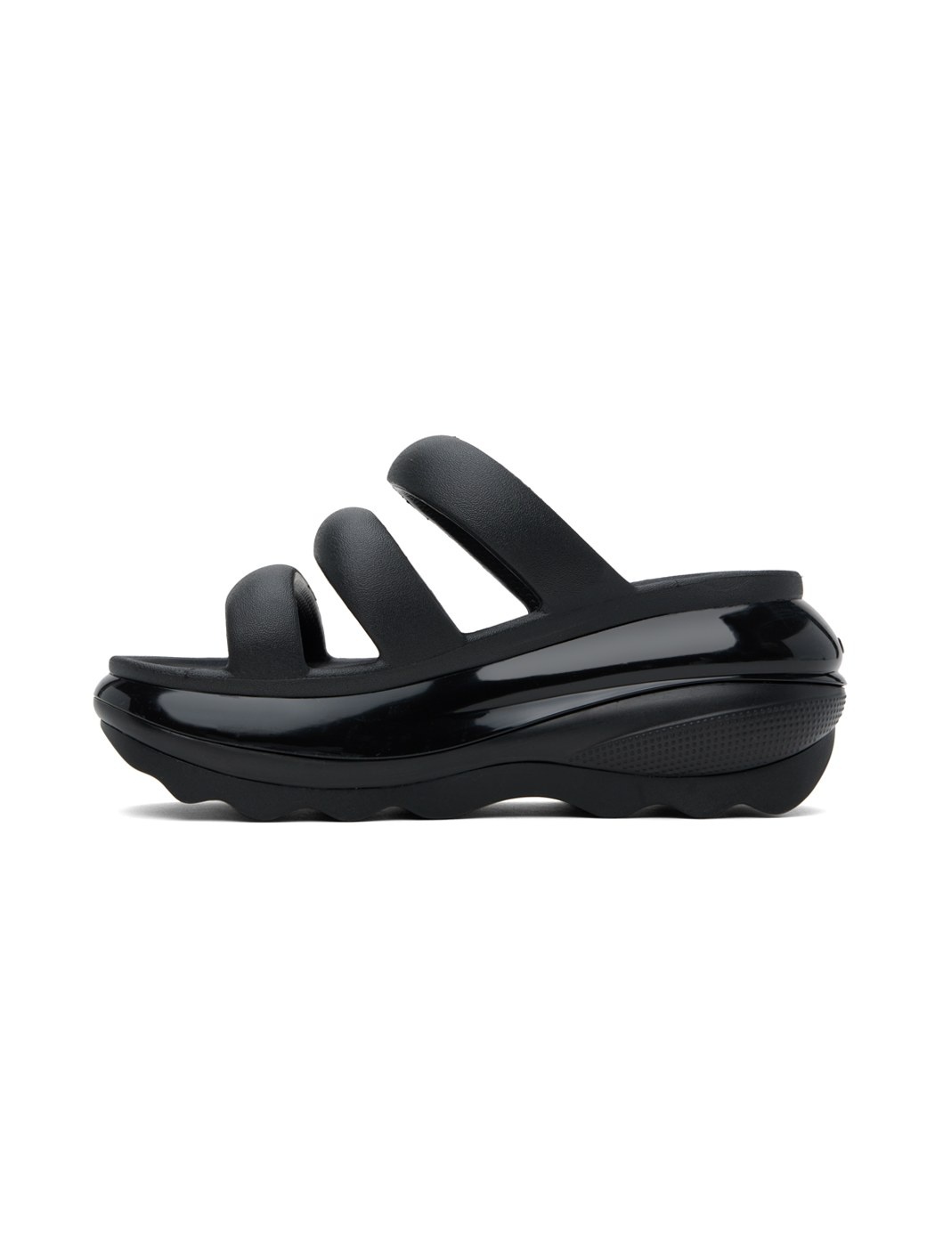 Black Mega Crush Triple Strap Sandals - 3