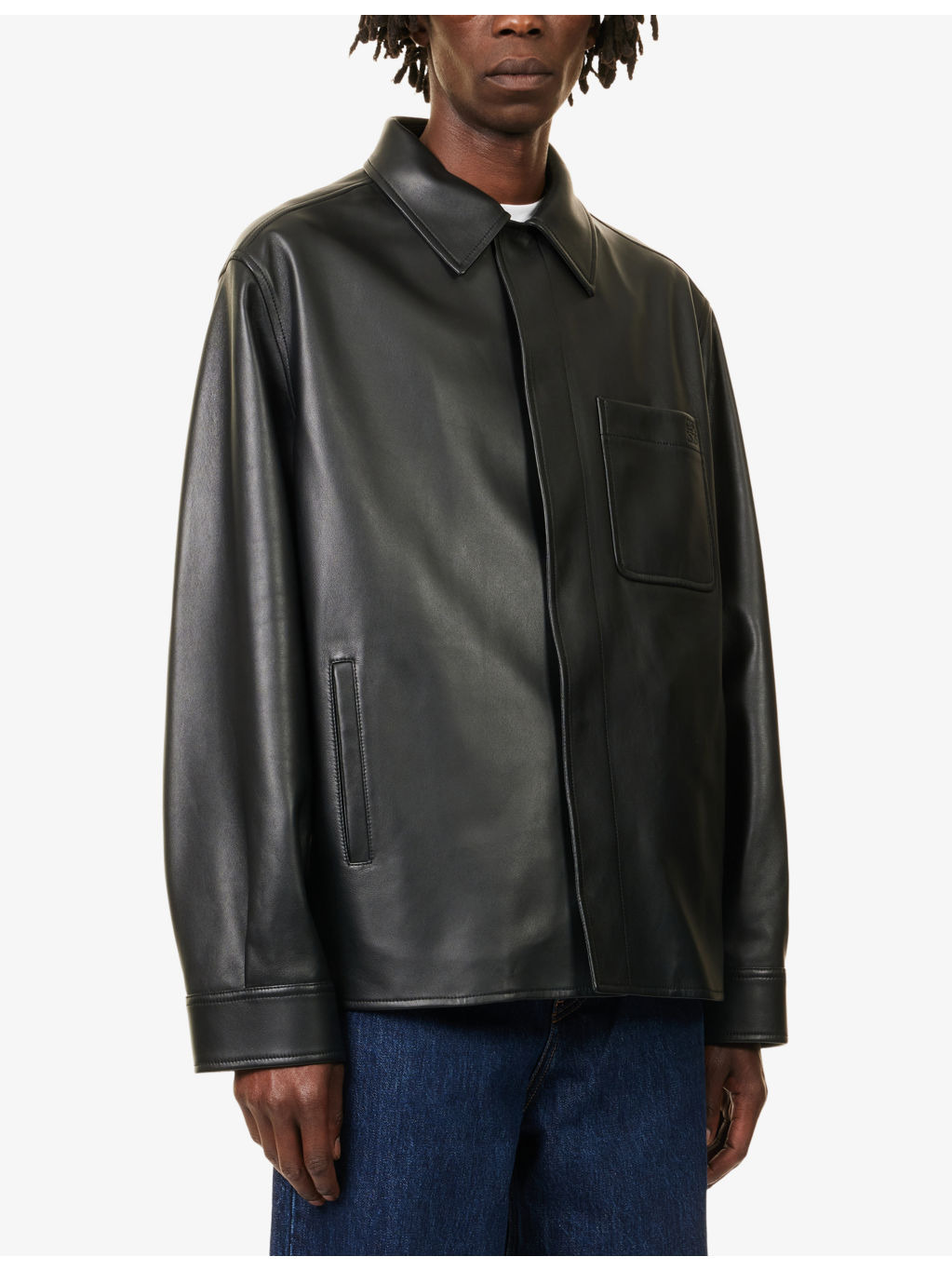 Relaxed-Fit Monogram Leather Overshirt - 3