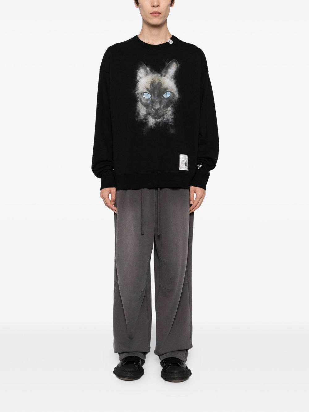 cat-print cotton sweatshirt - 2