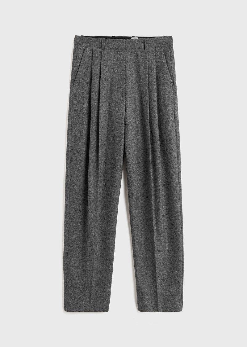 Double-pleated tailored trousers grey melange - 1