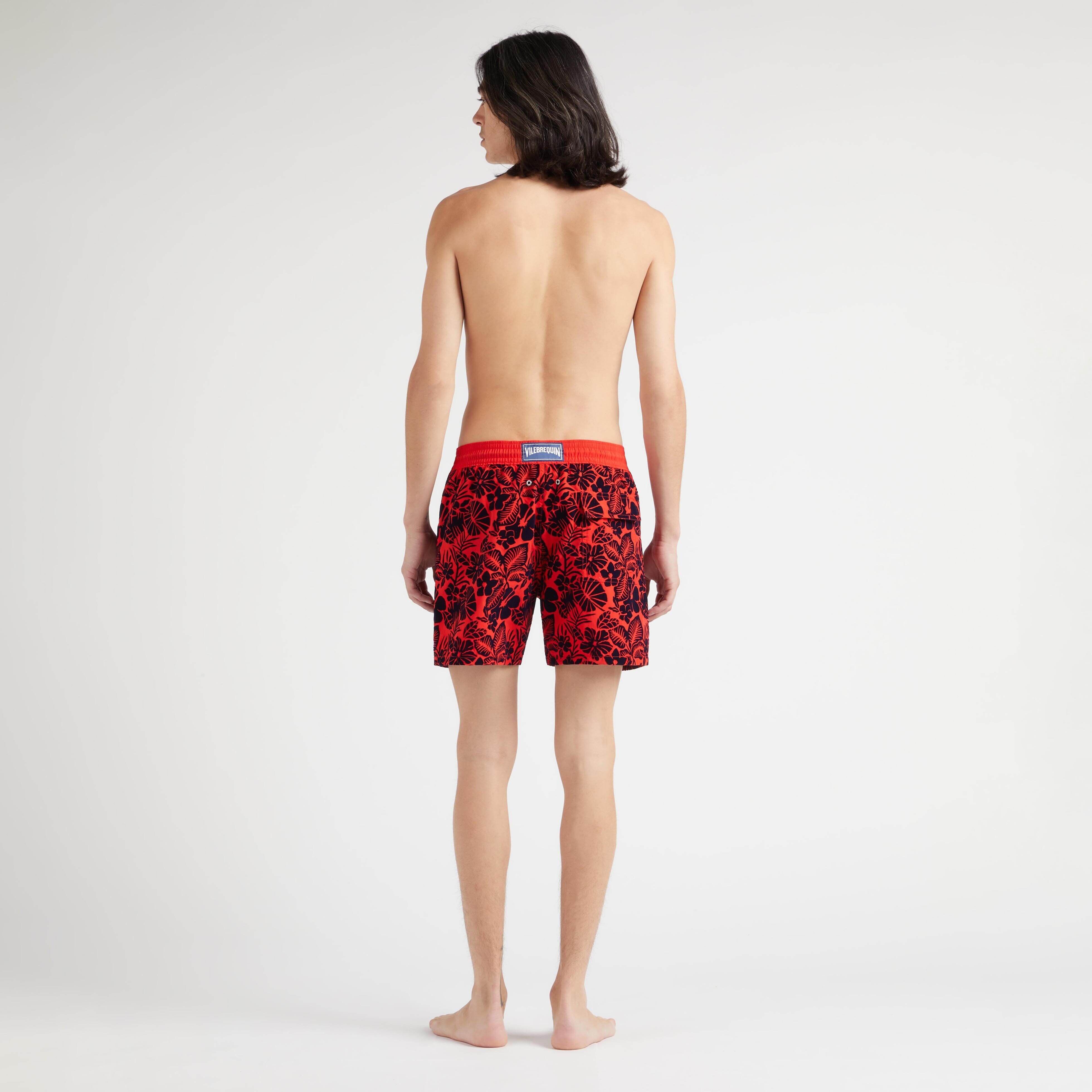 Men Swim Trunks Flocked Flowers - 4