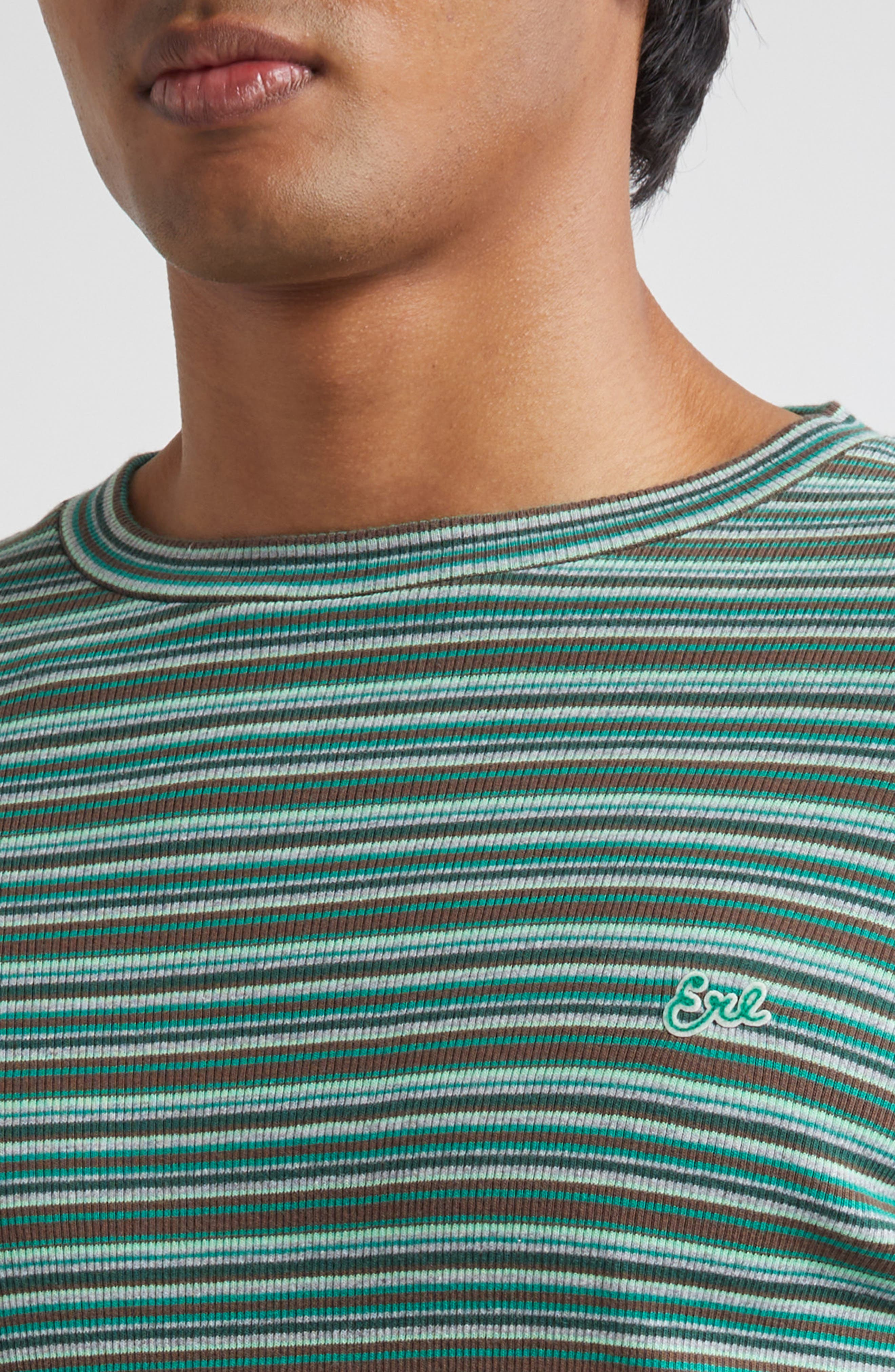 ERL Gender Inclusive Stripe Long Sleeve T-Shirt in Green at Nordstrom - 5