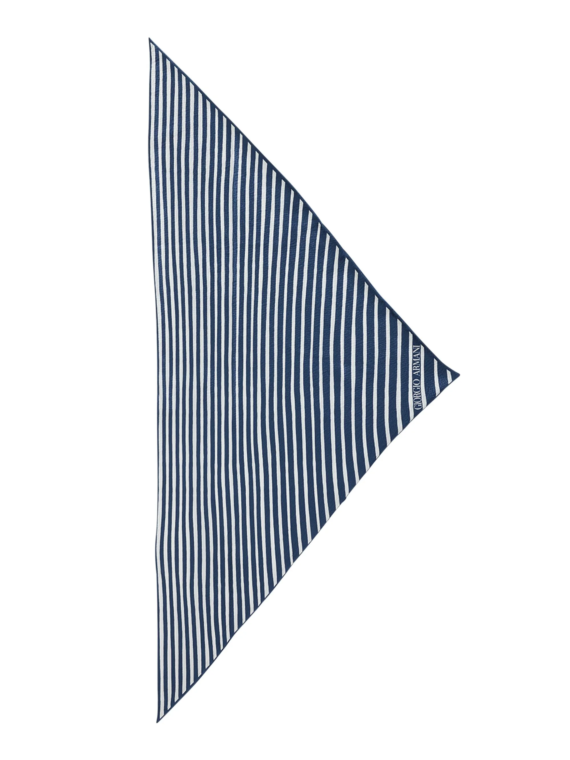 Men's Striped Silk Neck Scarf - Dark Blue - 1