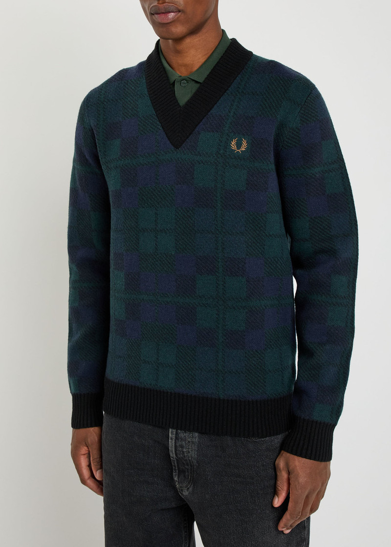Fred Perry Fred Perry Blackwatch Tartan Wool-blend Jumper outlook