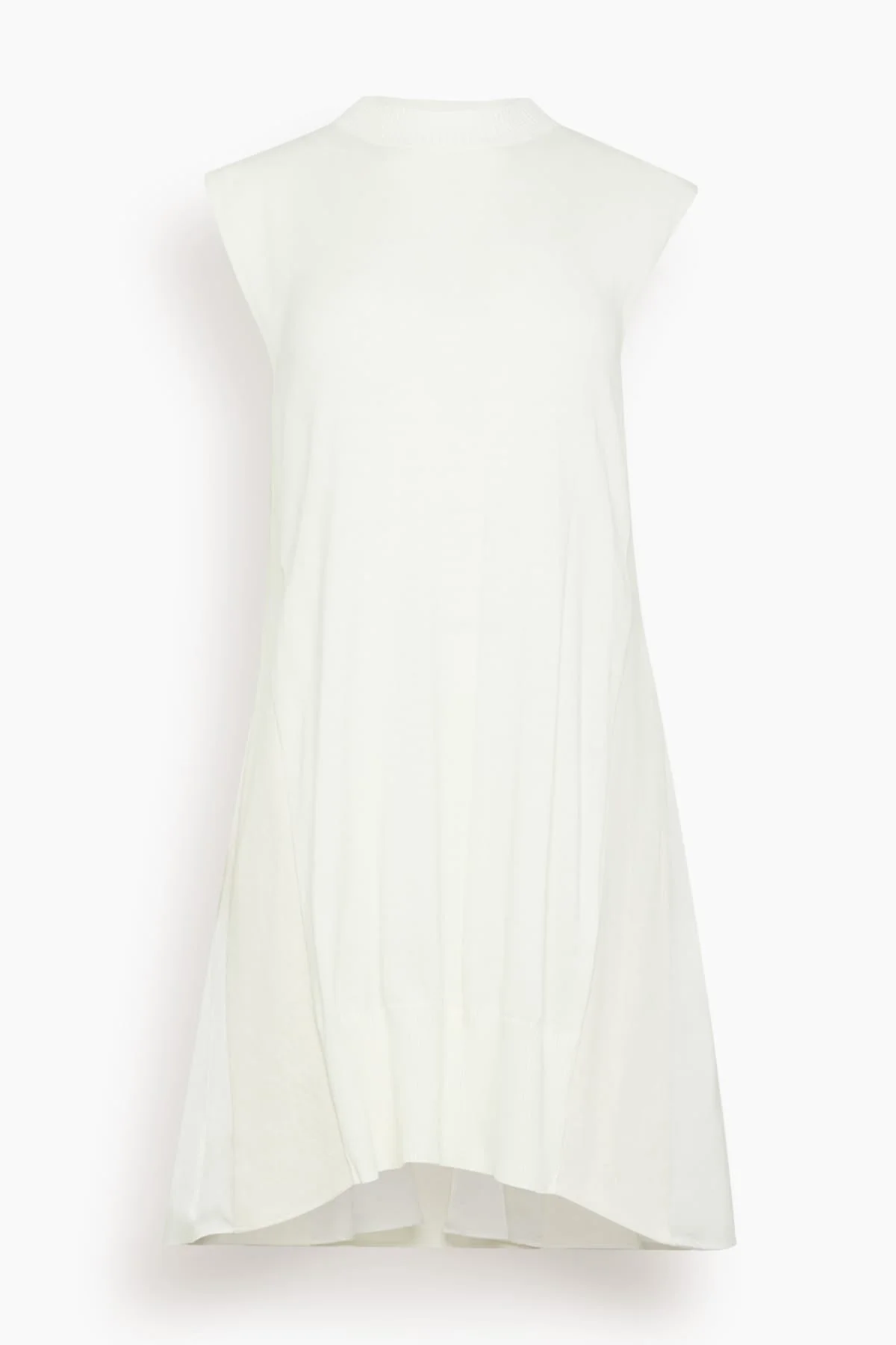 Denim x Knit Dress in Off White - 1