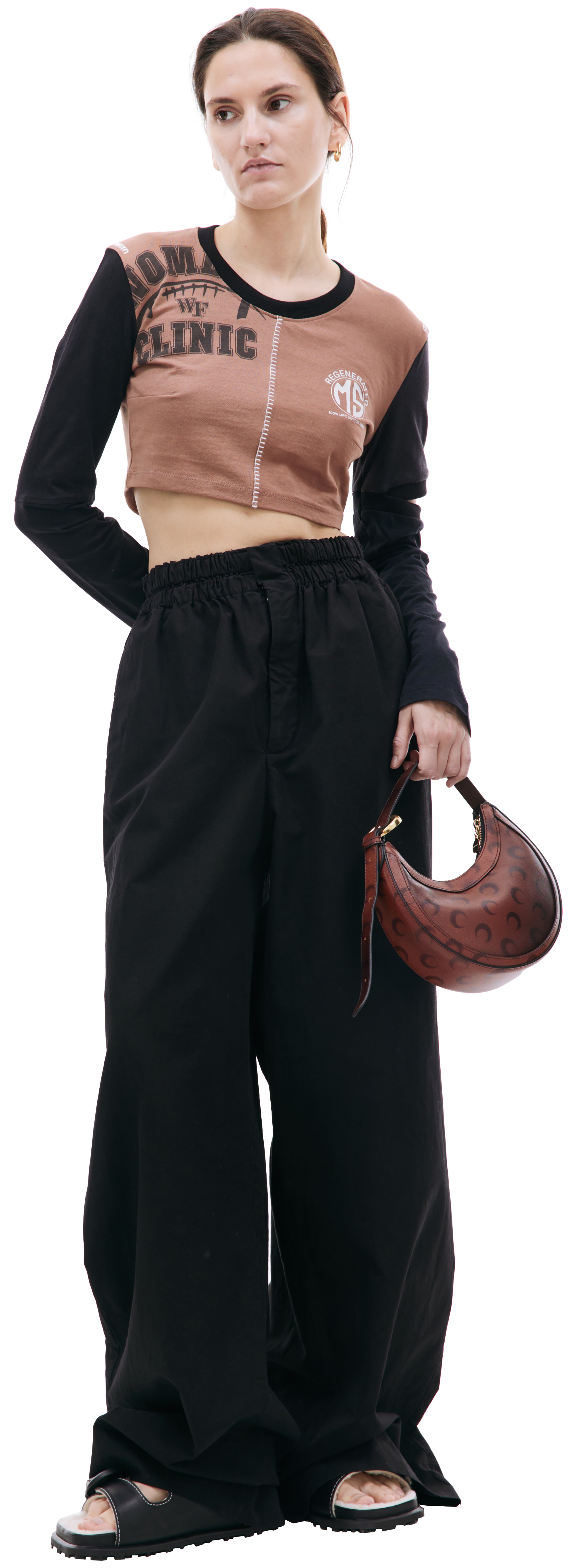 BROWN CROPPED LONGSLEEVE - 1