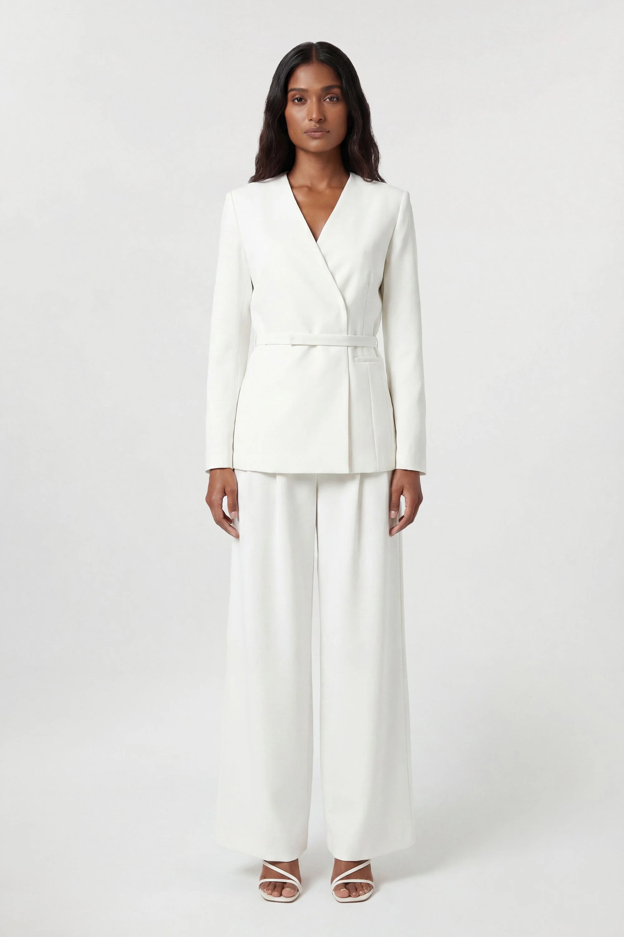 Compact Stretch Viscose Tailored Collarless Blazer - 1