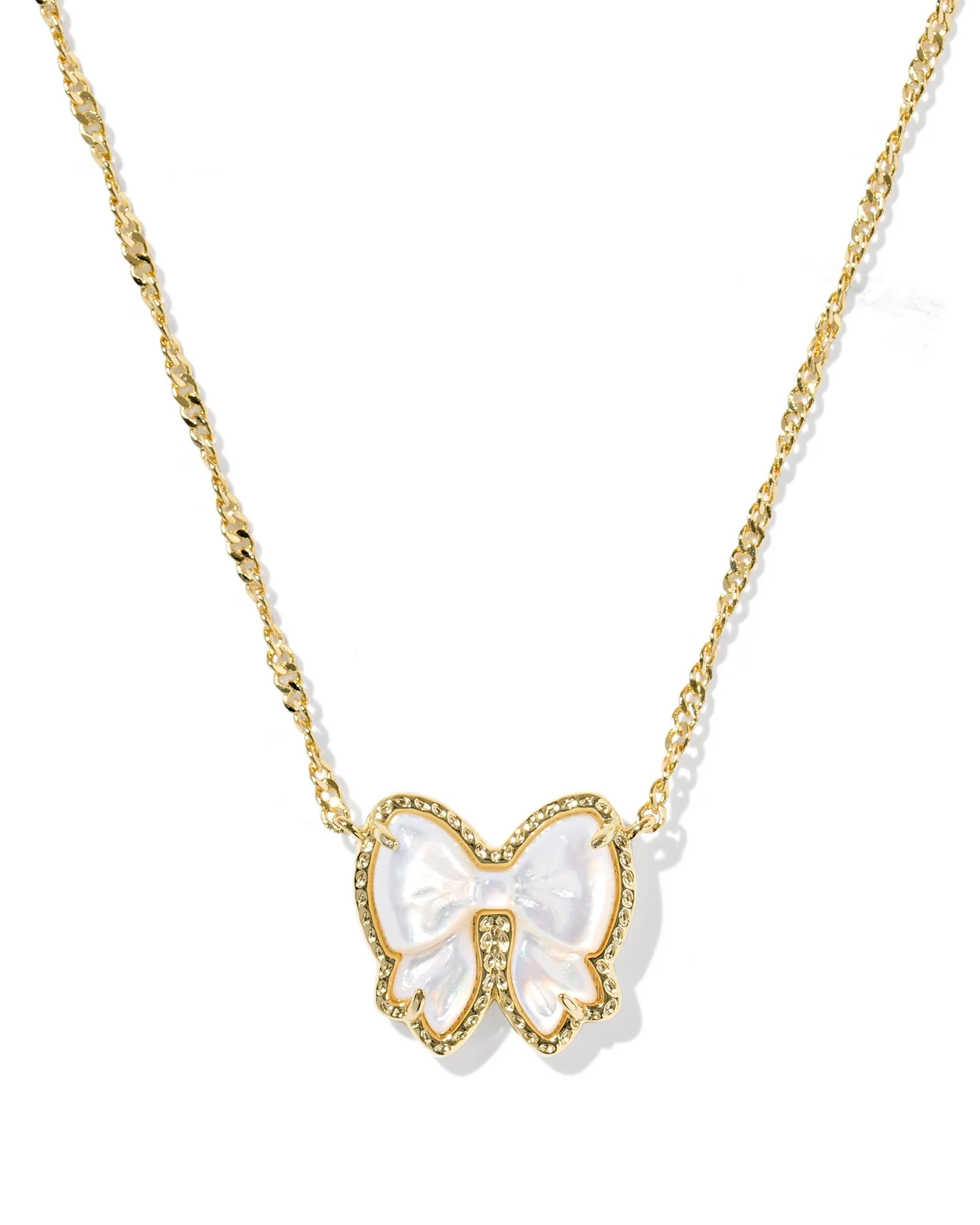 Haley Bow Gold Short Pendant Necklace - 1