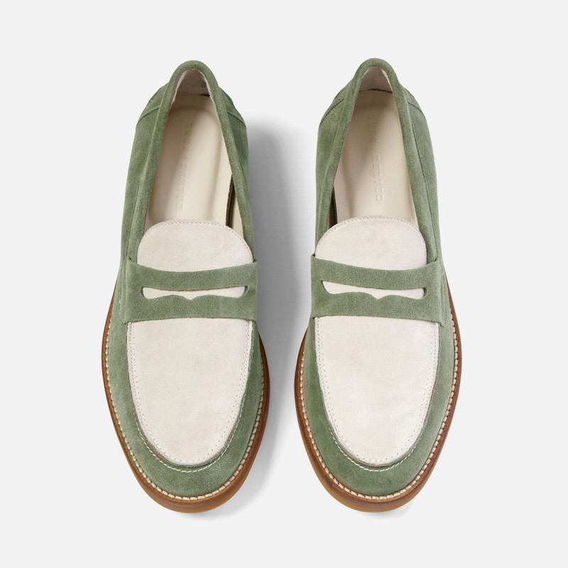 Wilde Sage + White Suede Penny Loafer - Men's 4