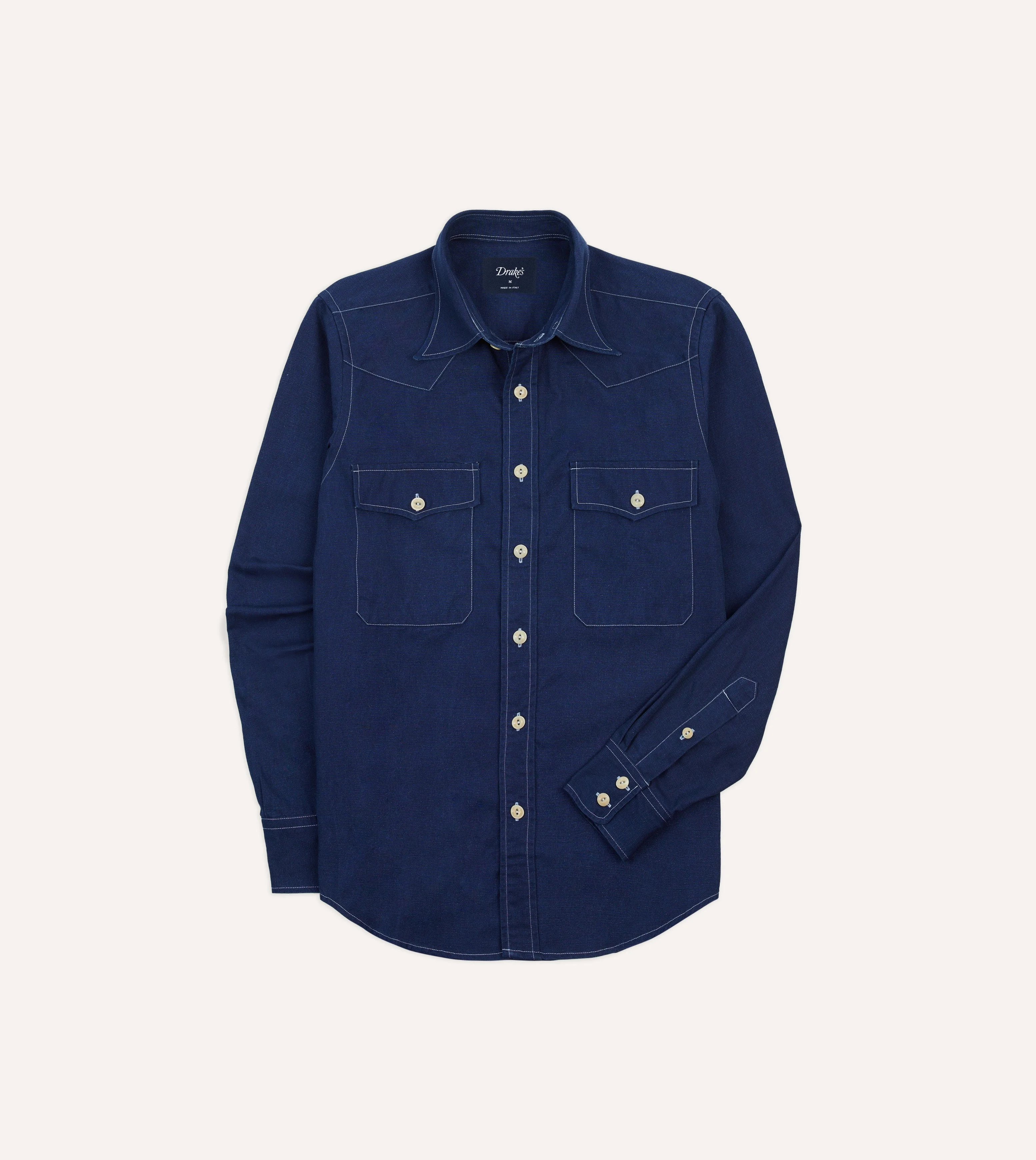 Indigo Canvas Two-Pocket Western Shirt - 1