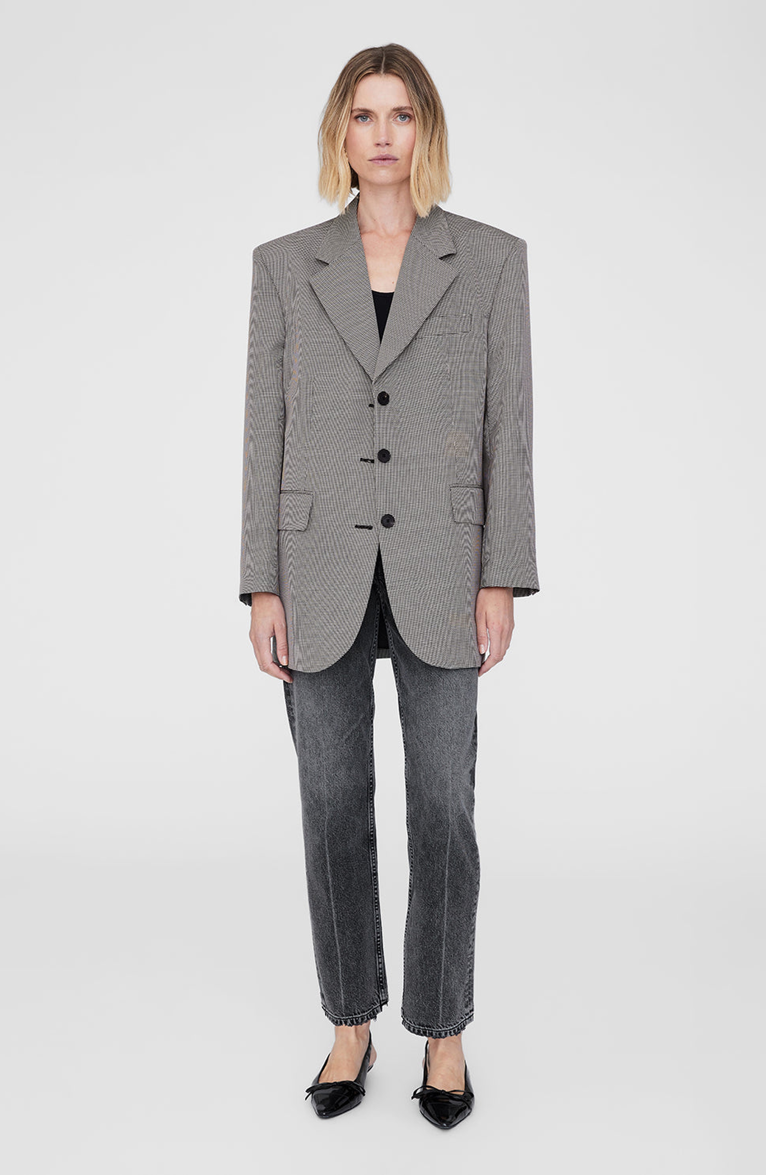 ANINE BING Sara Blazer in Black /White Houndstooth at Nordstrom - 1