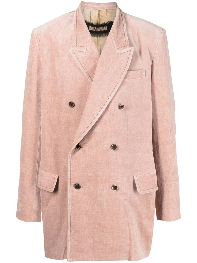 double-breasted velvet blazer 1