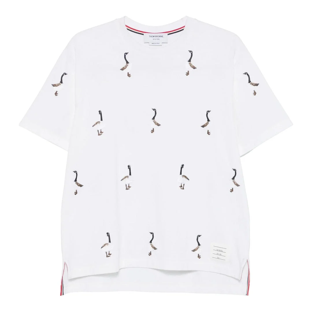 Short Sleeve Tee With Geese Print - 1