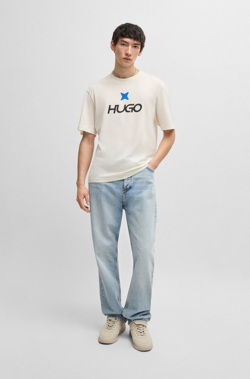 HUGO COTTON-JERSEY T-SHIRT WITH LOGO ARTWORK outlook