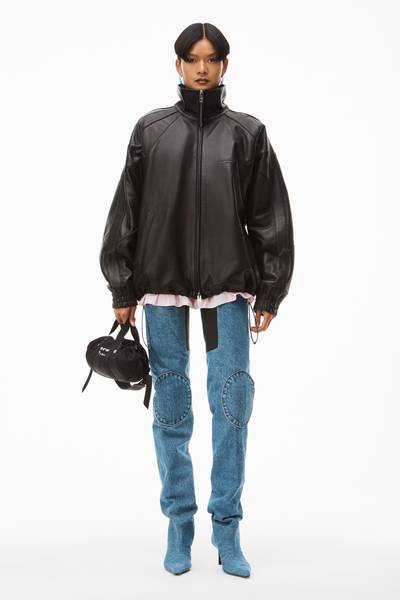 Alexander Wang TRACK JACKET IN LUXE SMOOTH LEATHER outlook