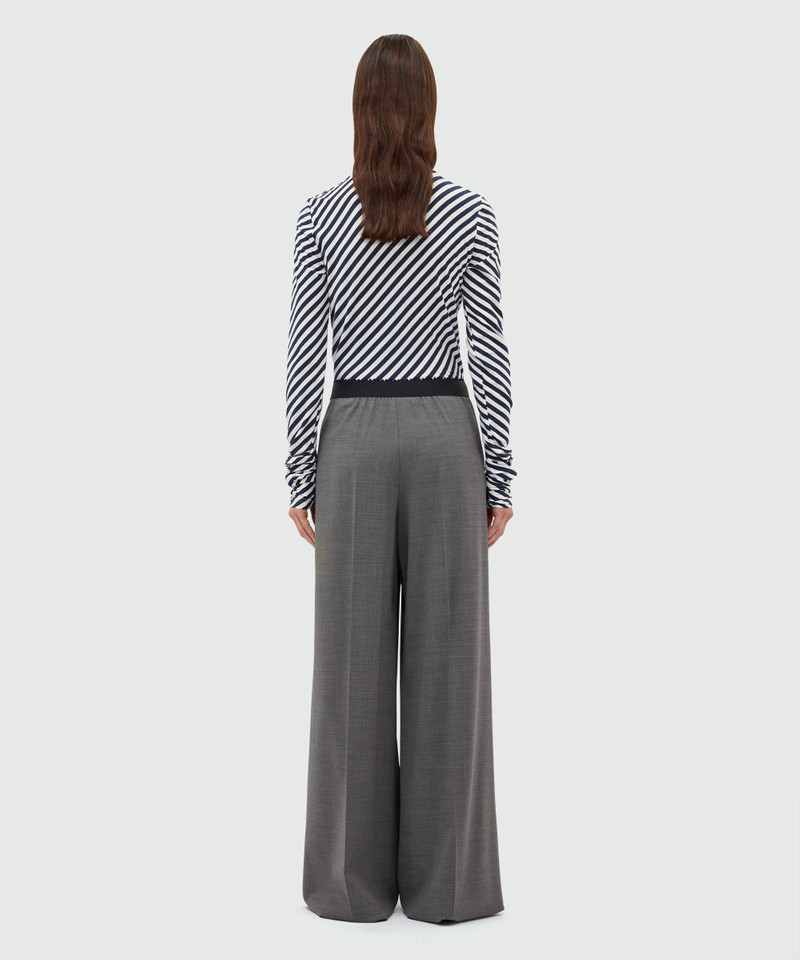 Grey palazzo trousers in lightweight wool with elasticated waistband and MSGM logo 3