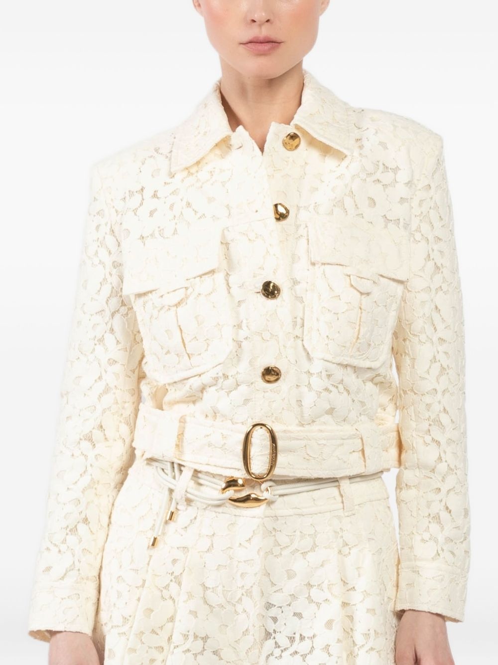 cotton-blend lace jacket - 4