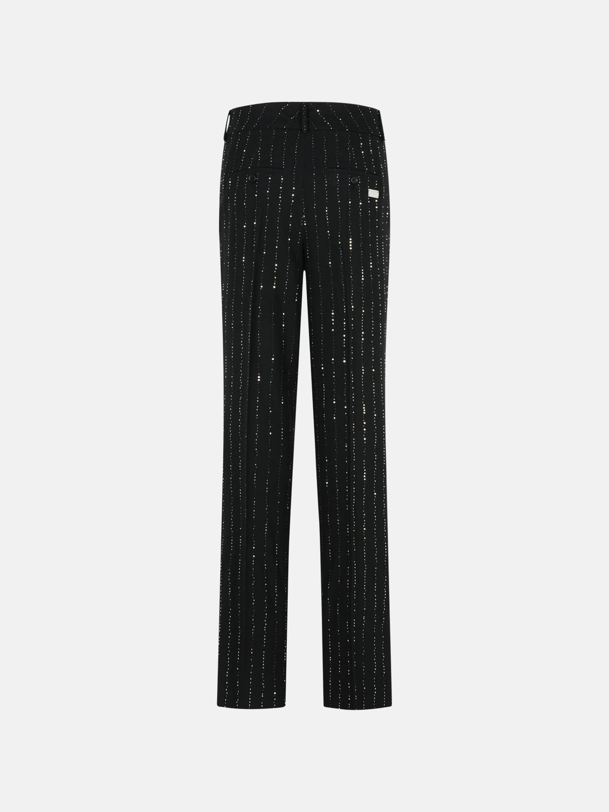 'LADY FIT' SEQUINED PANTS IN BLACK WOOL BLEND - 3