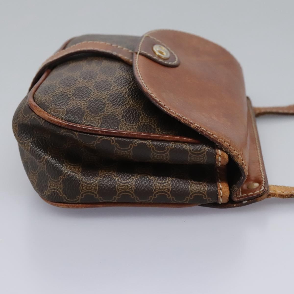 CELINE Macadam Canvas Shoulder Bag Pvc Leather Brown - 4