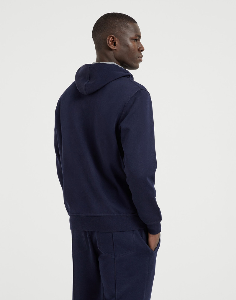 Brunello Cucinelli Cotton, cashmere and silk French terry double cloth hooded sweatshirt with zipper outlook