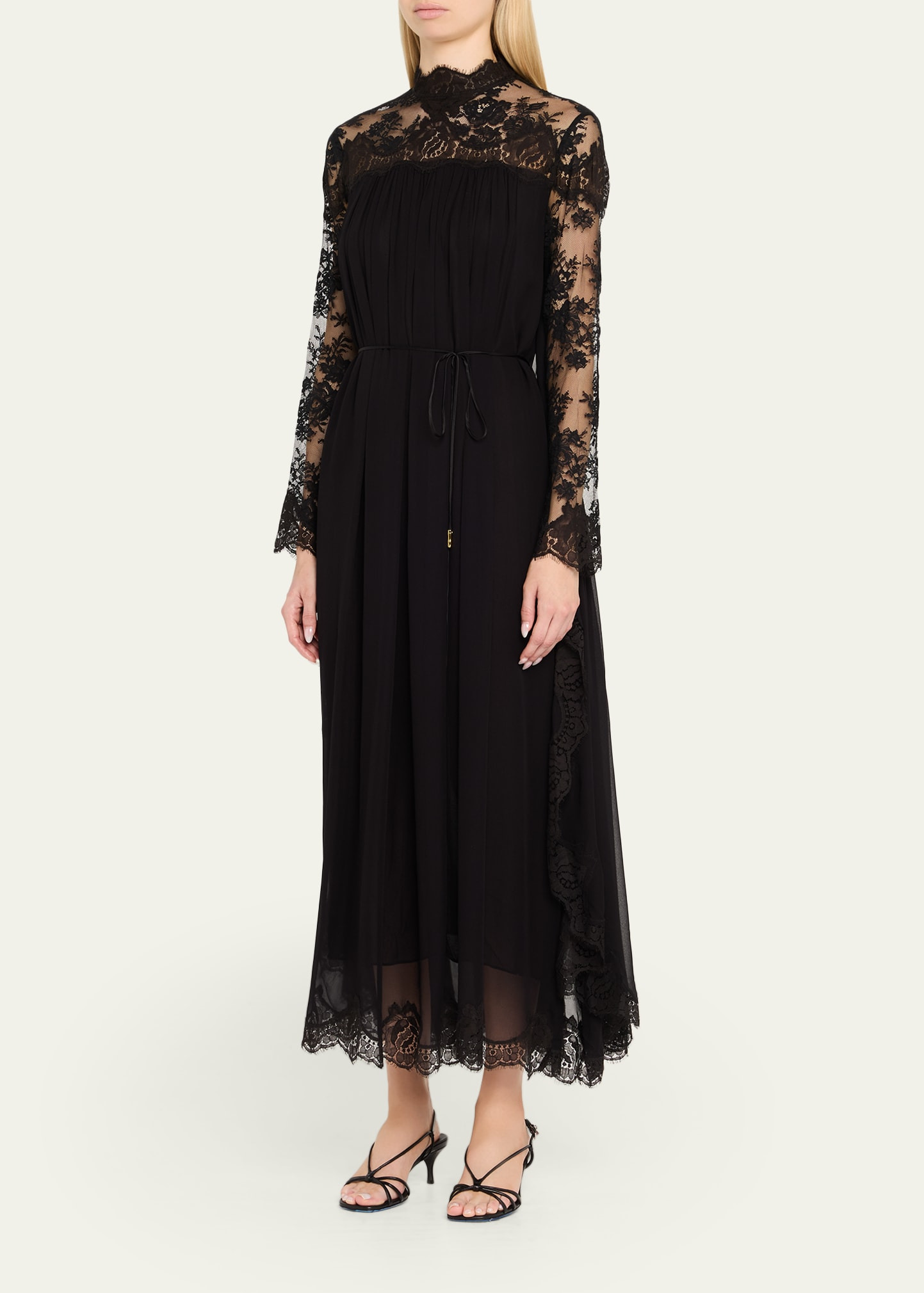 Lace Bat-Wing Maxi Dress - 4