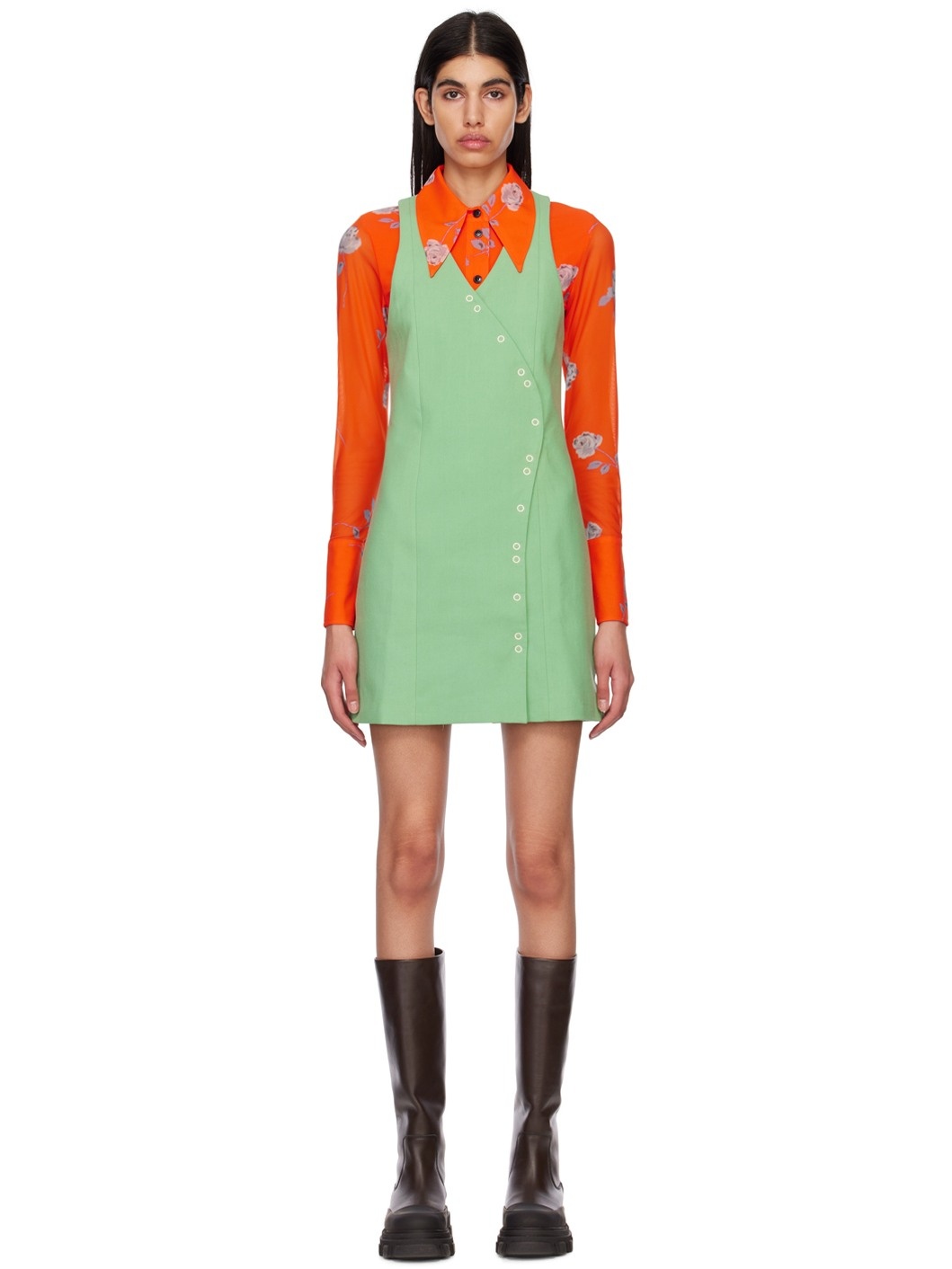 Green Suiting Minidress - 1