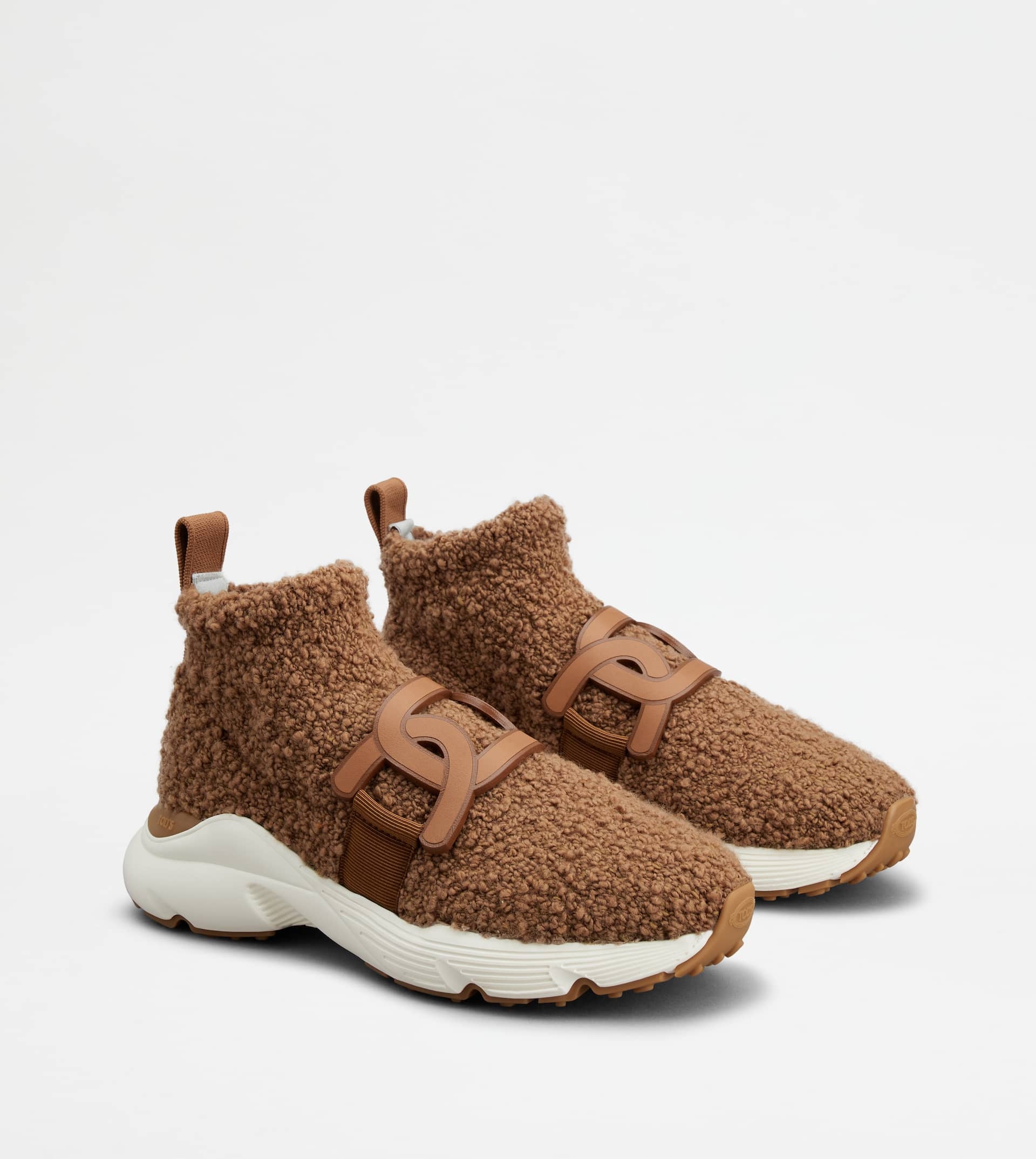 KATE SLIP-ON SNEAKERS IN BOUCLÉ KNIT - BROWN - 4