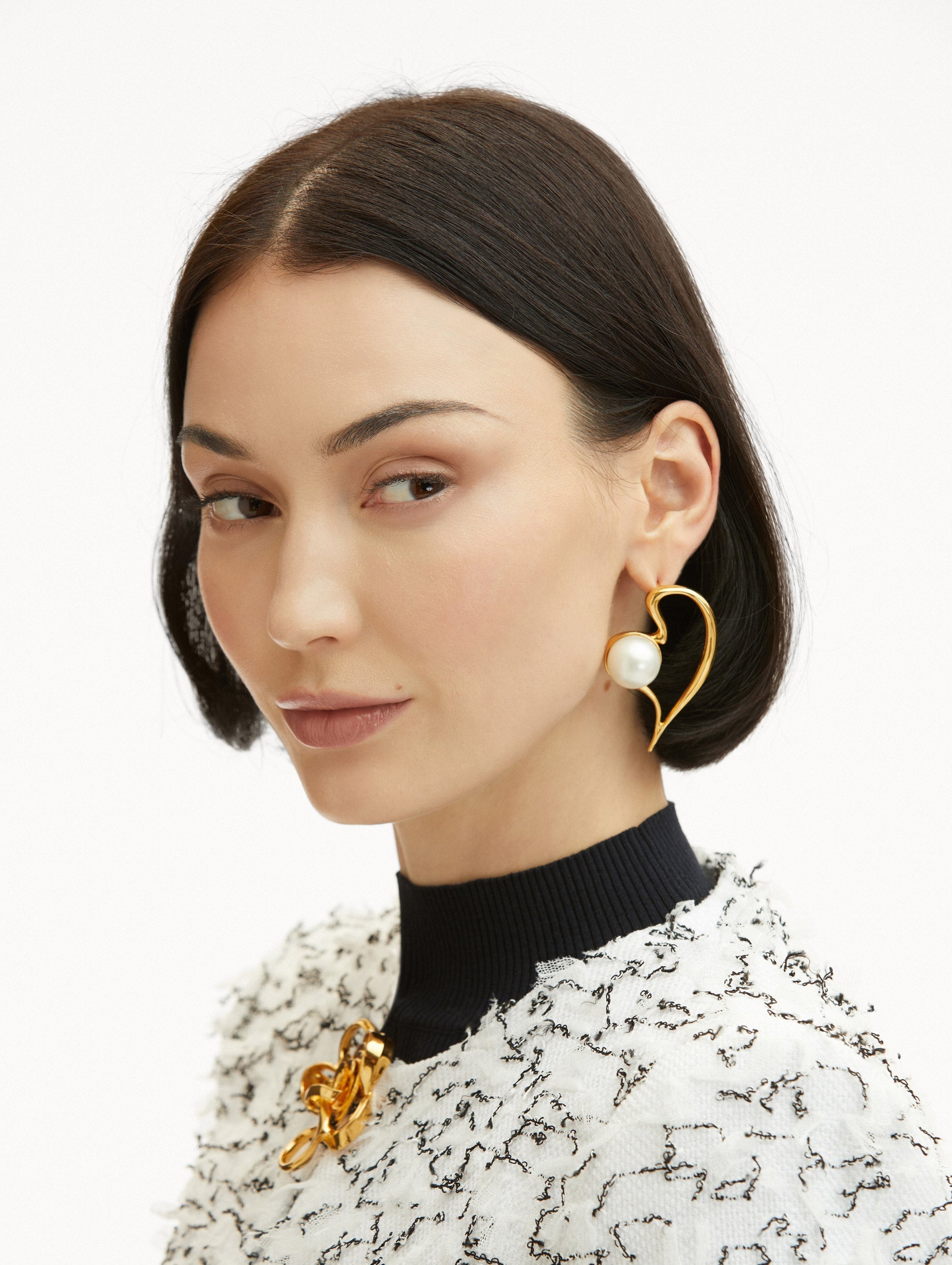 LARGE PEARL HEART EARRINGS - 2