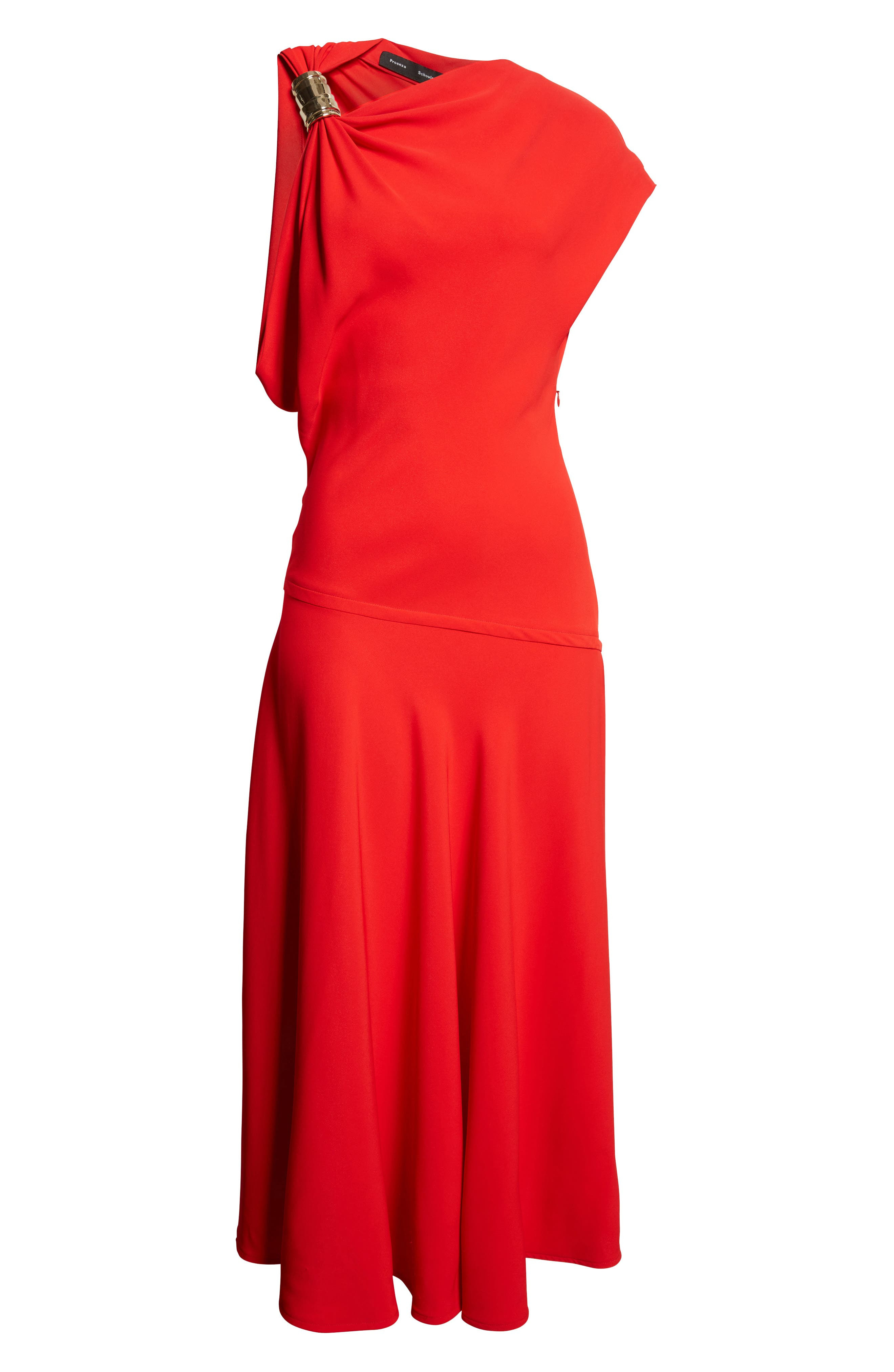 Proenza Schouler Rue Asymmetric Matte Crepe Dress in Red at Nordstrom - 5