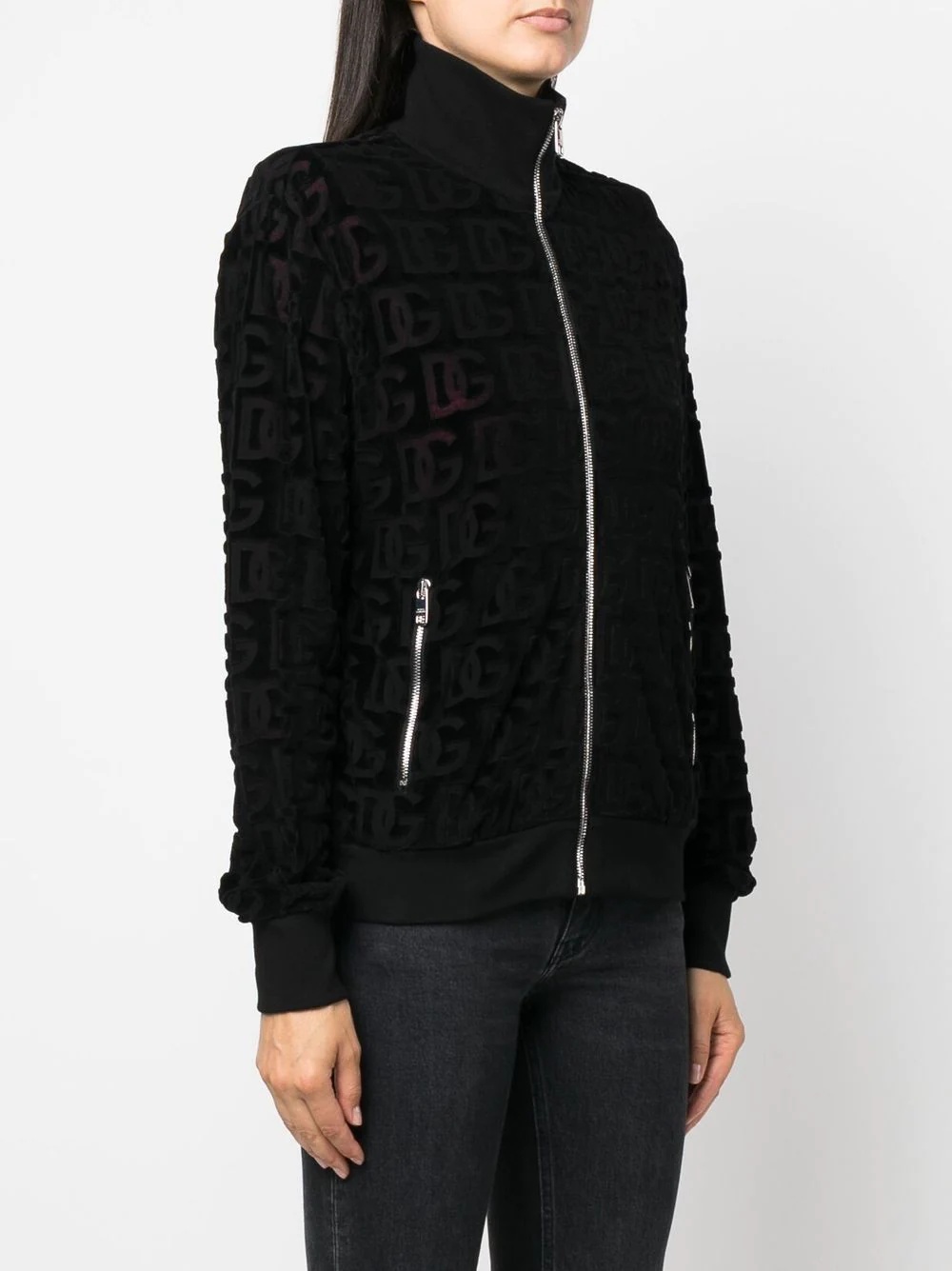 jacquard-logo zip-up sweatshirt - 3