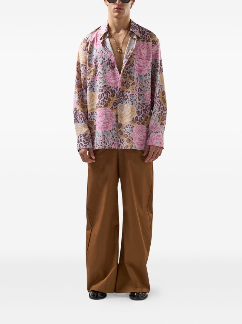 GCDS animal-print floral shirt outlook