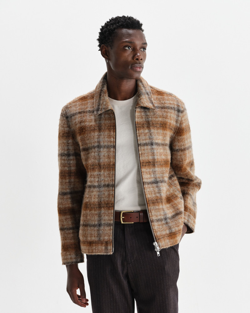 Wax London Heath - Natural And Tan Drawn Check Jacket outlook