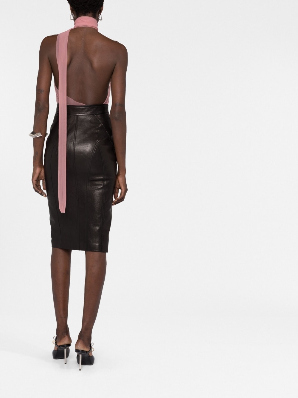 Quincy zip-up leather midi skirt - 4