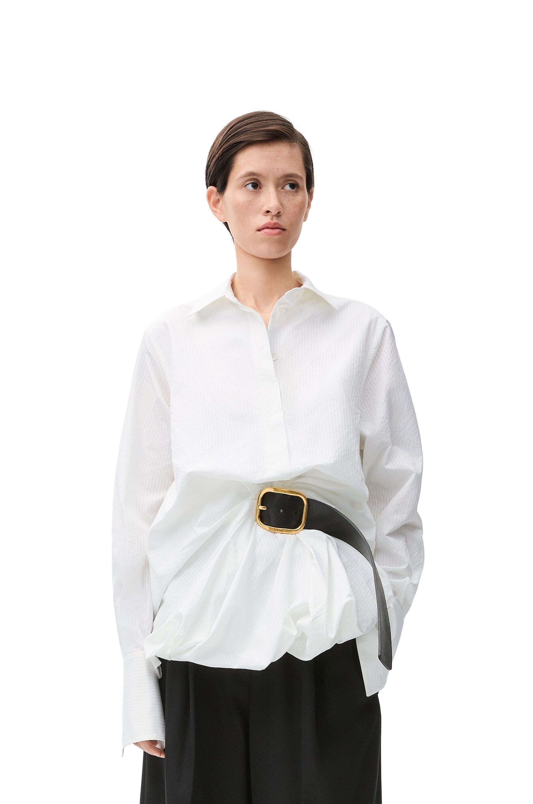 Belted shirt in cotton - 3