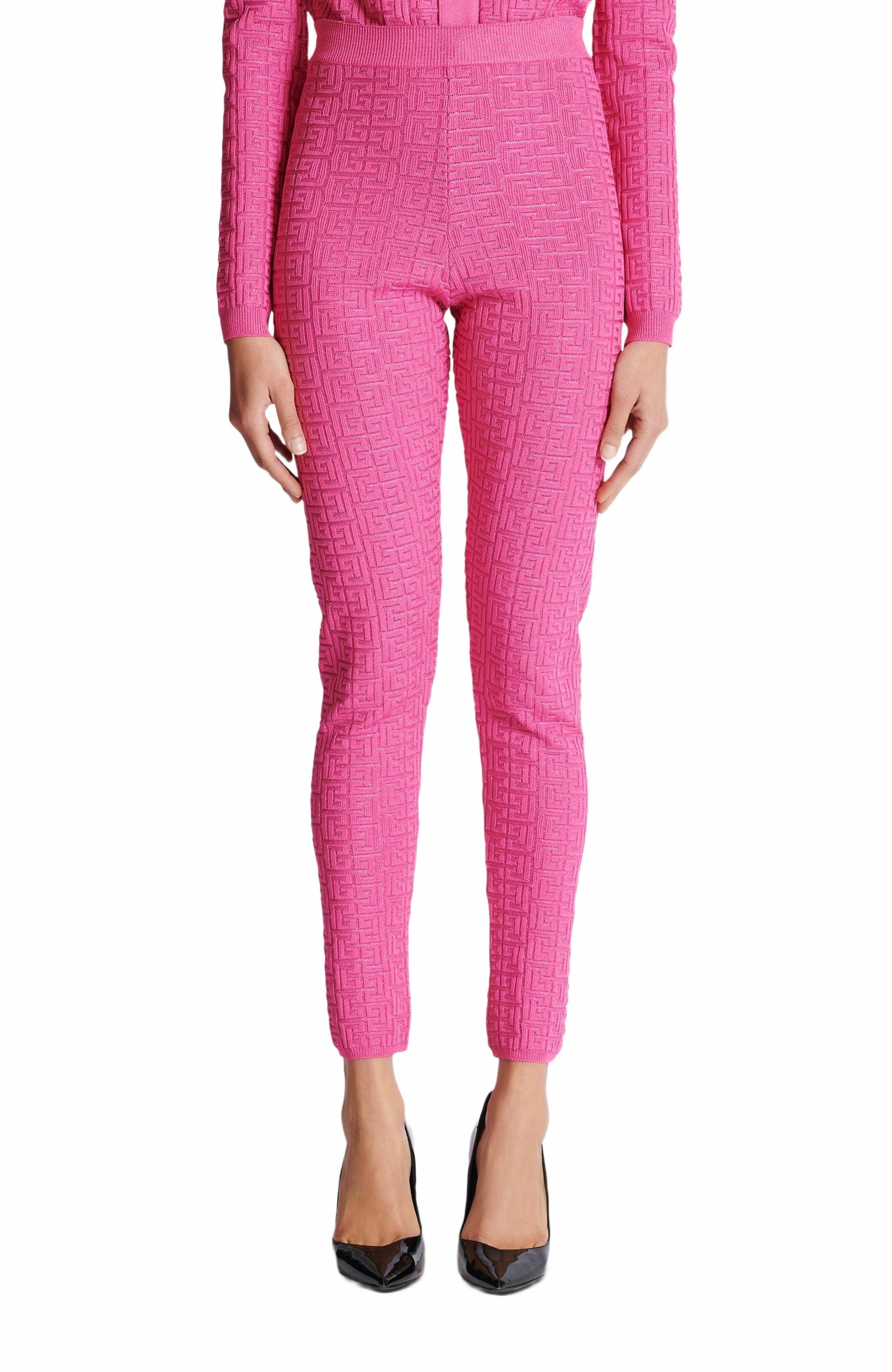 Balmain Knit leggings with monogram in Pink at Nordstrom - 7