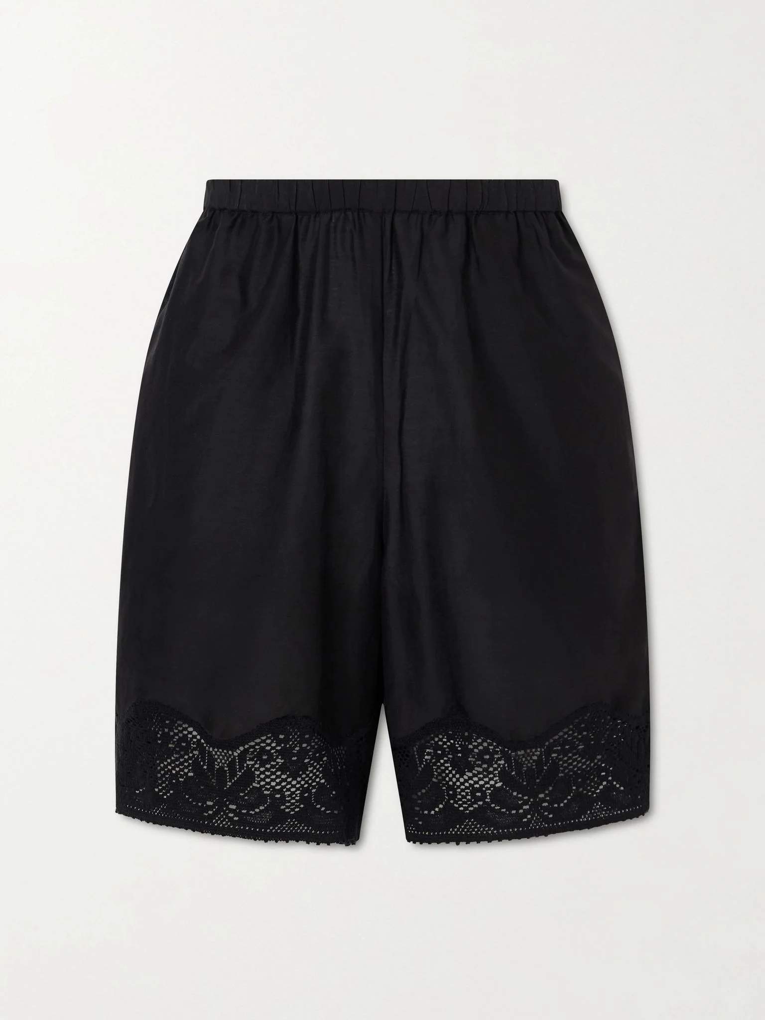 Tillie Prima cotton and silk blend straight-leg shorts Black - 1