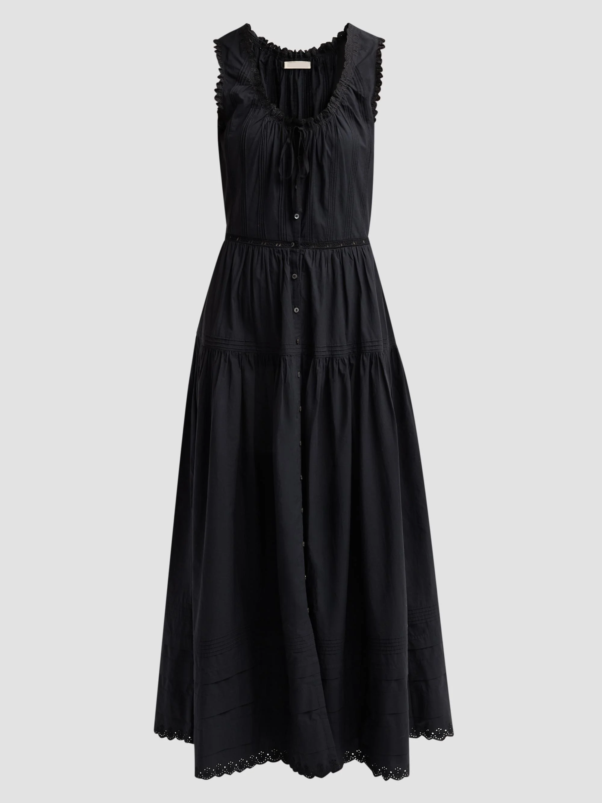 Women's Hortense Button-Front Cotton Maxi Dress - Black - 1