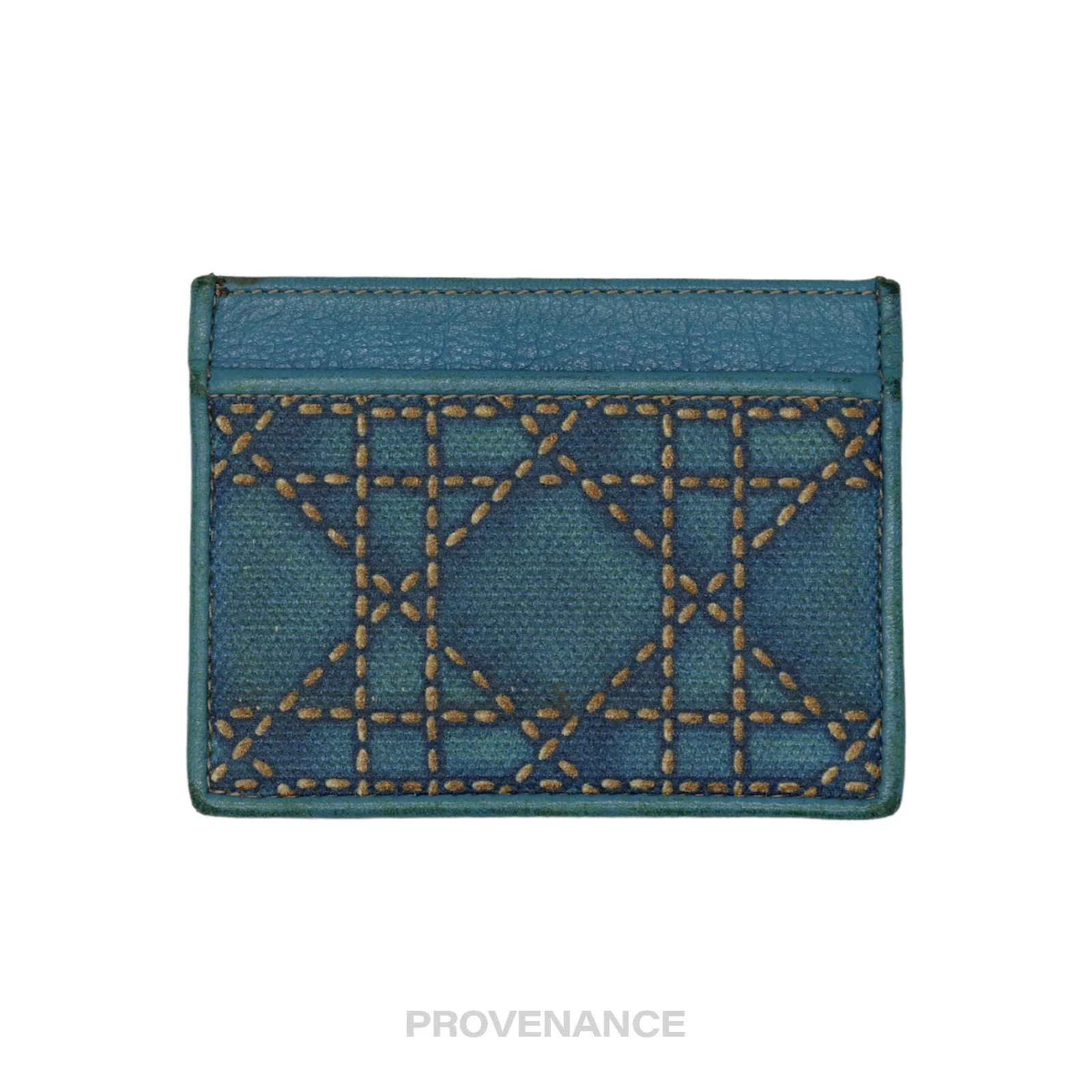 Dior Cannage Card Holder Wallet - Blue - 1