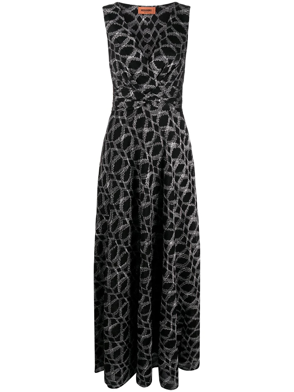 geometric print empire line gown - 1