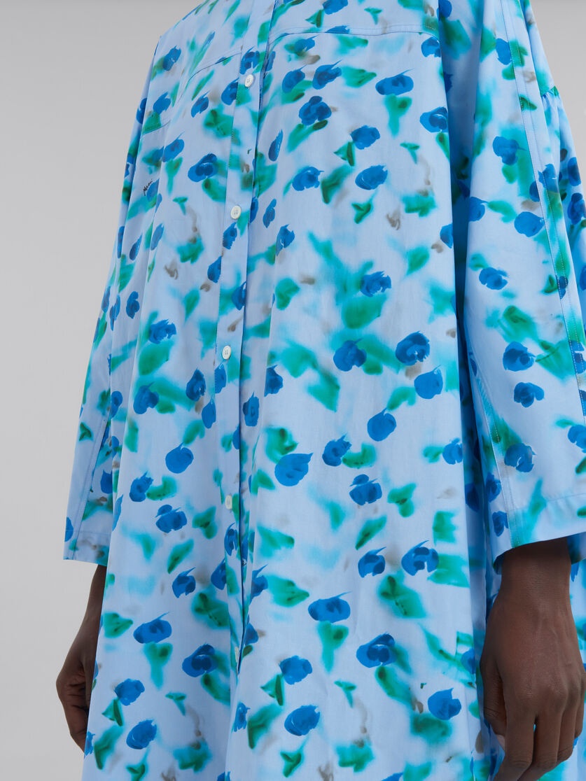 LIGHT BLUE POPLIN SHIRT DRESS WITH REVERIE PRINT - 5