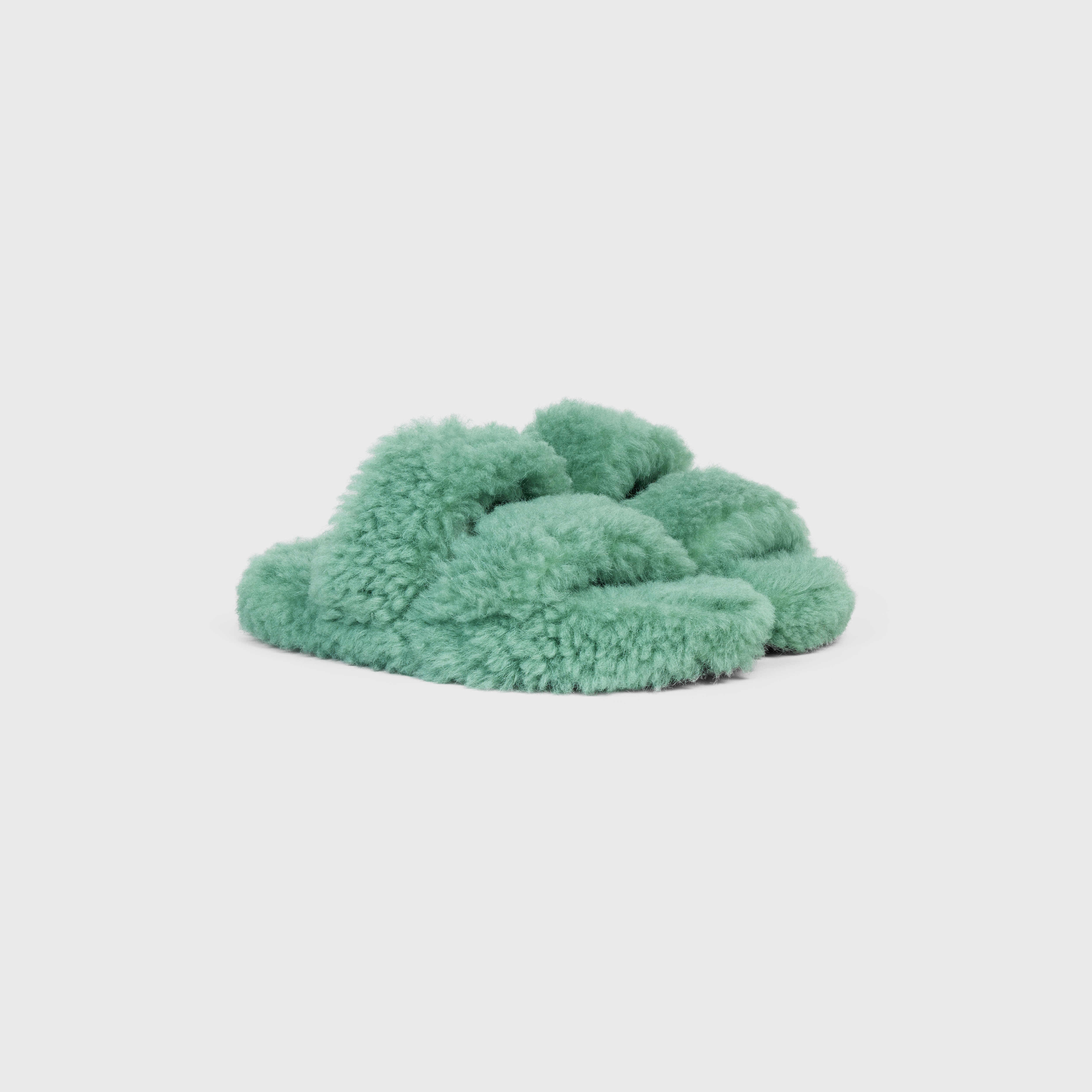 Celine Fur Slides Triomphe Open Slide in Shearling - 2