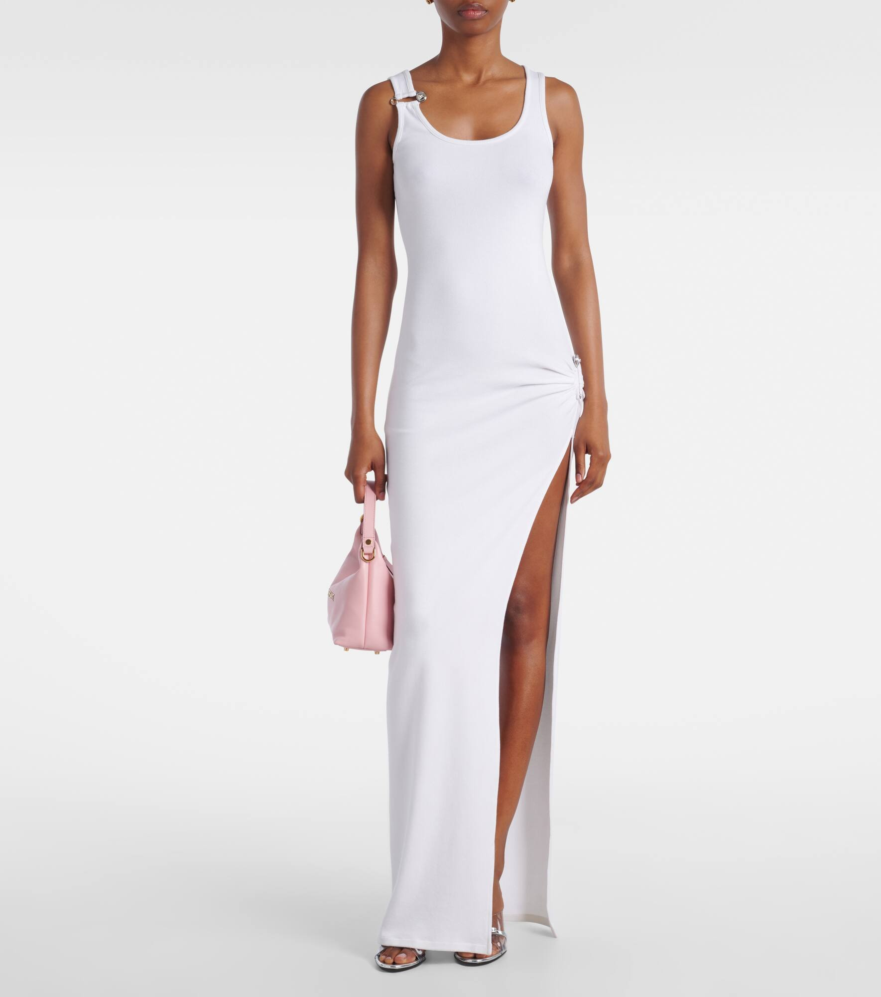 Safety Pin draped cotton-blend maxi dress - 2