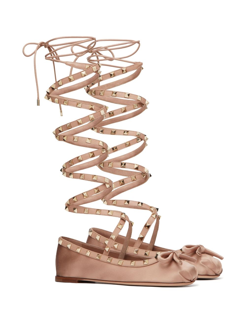 Rockstud strappy satin ballerina - 2