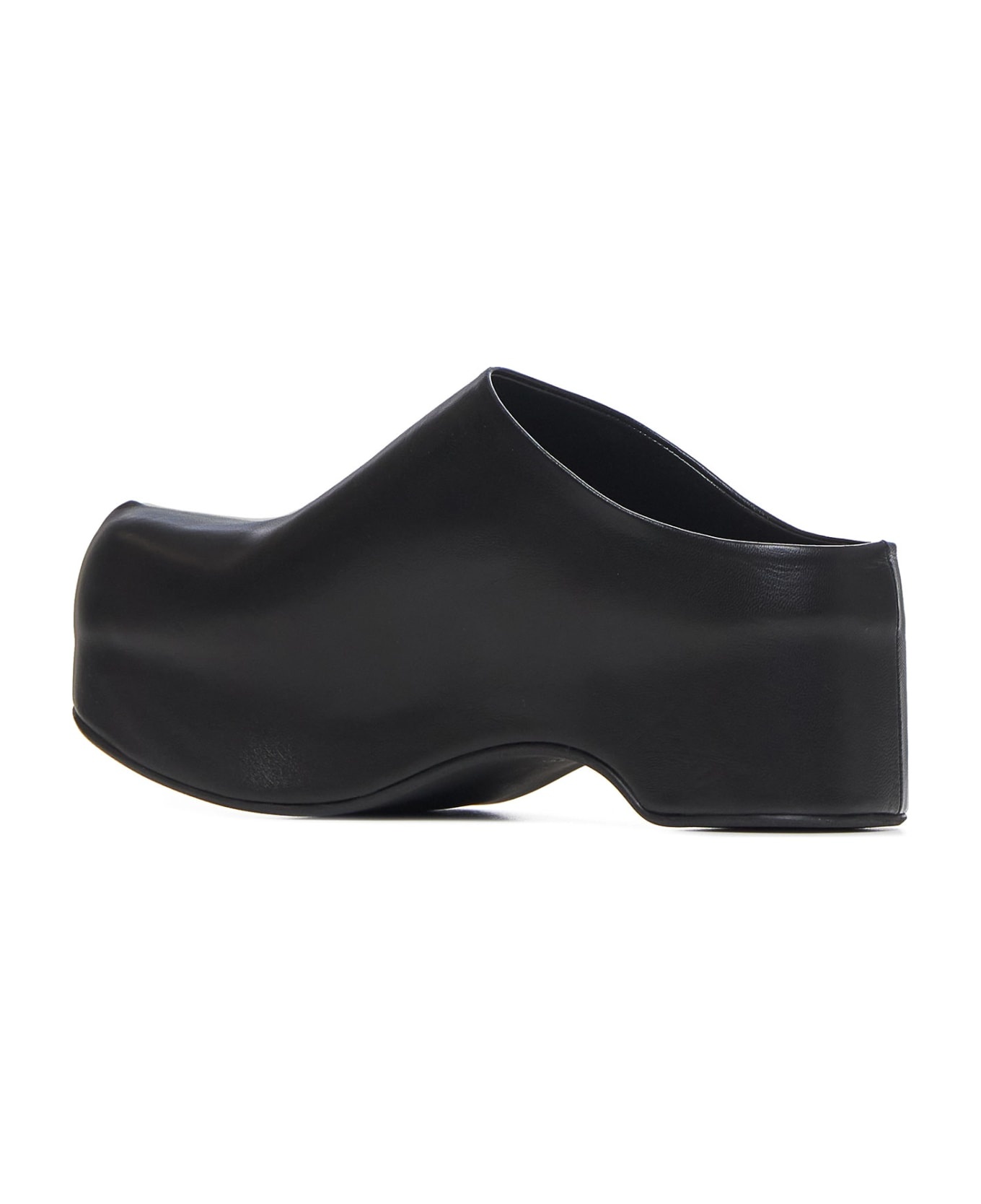 Black Nappa Leather Mules - 2