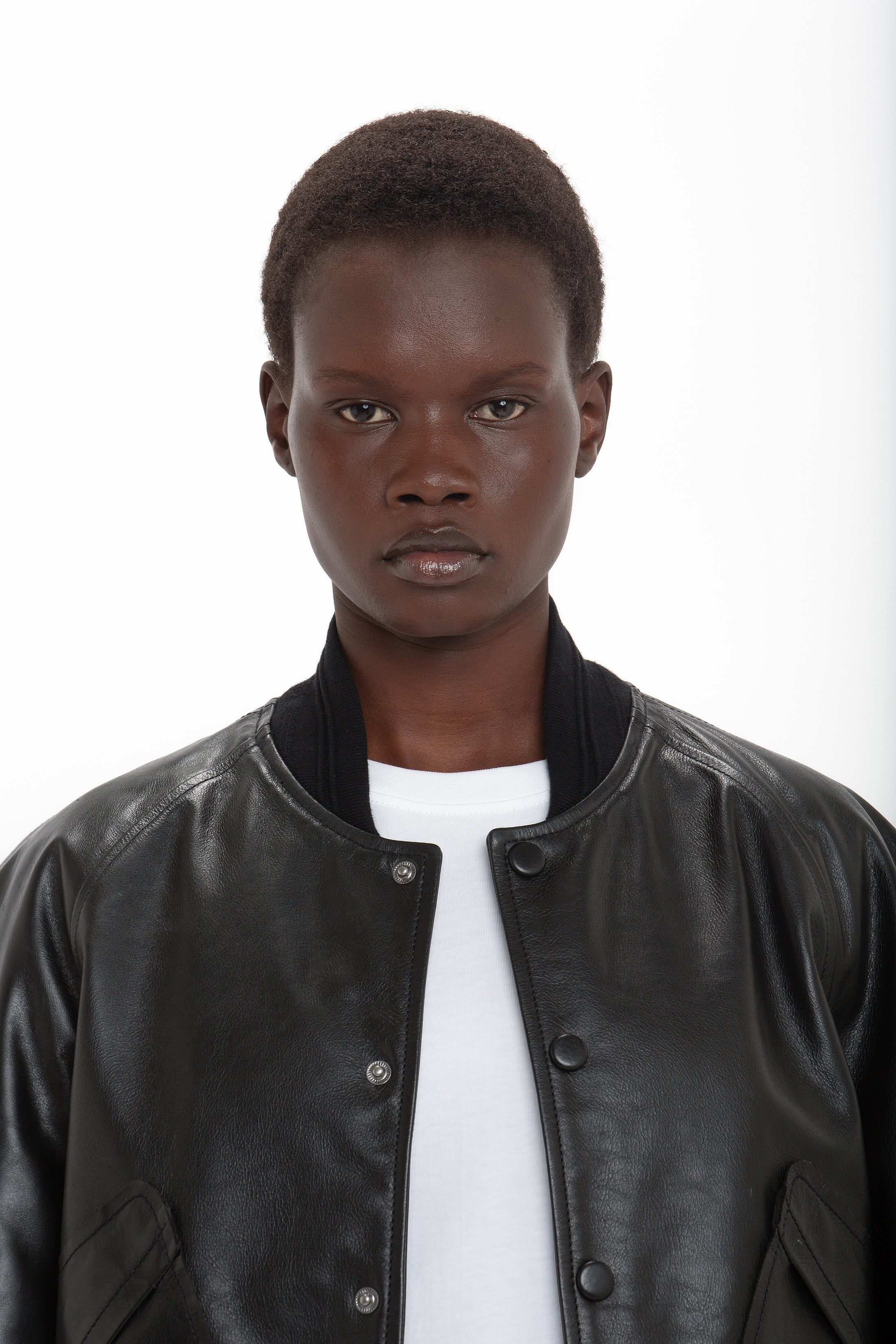 Leather Varsity Jacket In Black - 5