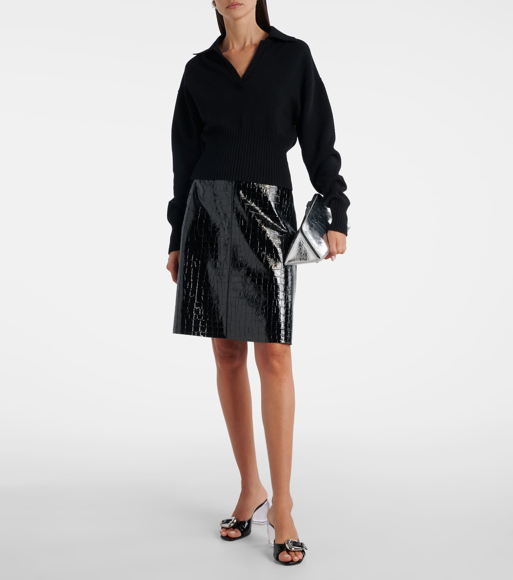 Minny Bubble 70 patent leather mules - 3