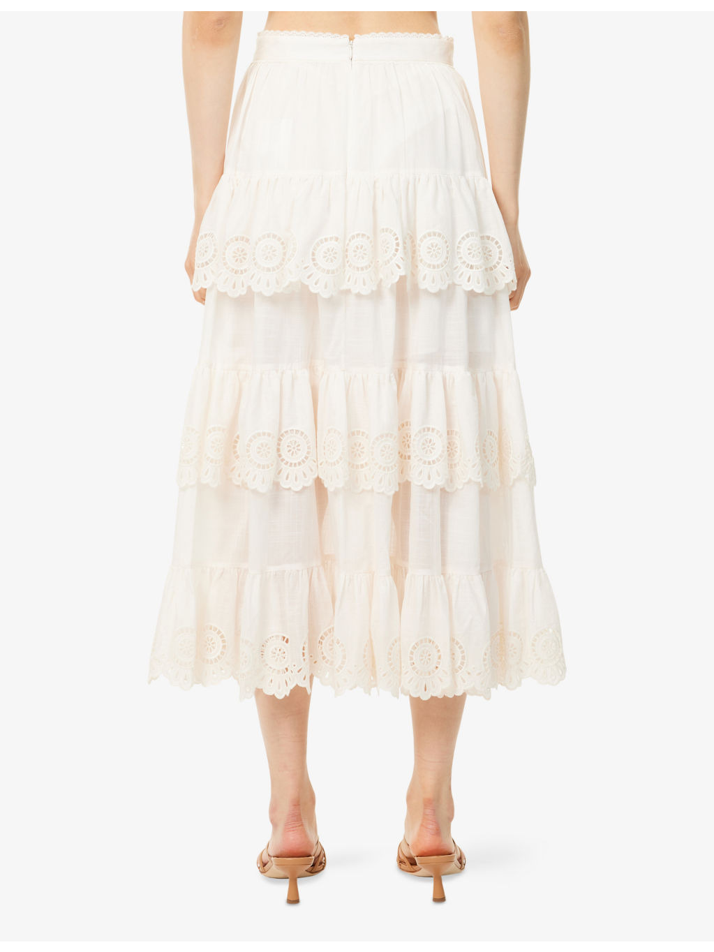 Lucky Embroidered Cotton Midi Skirt - 4