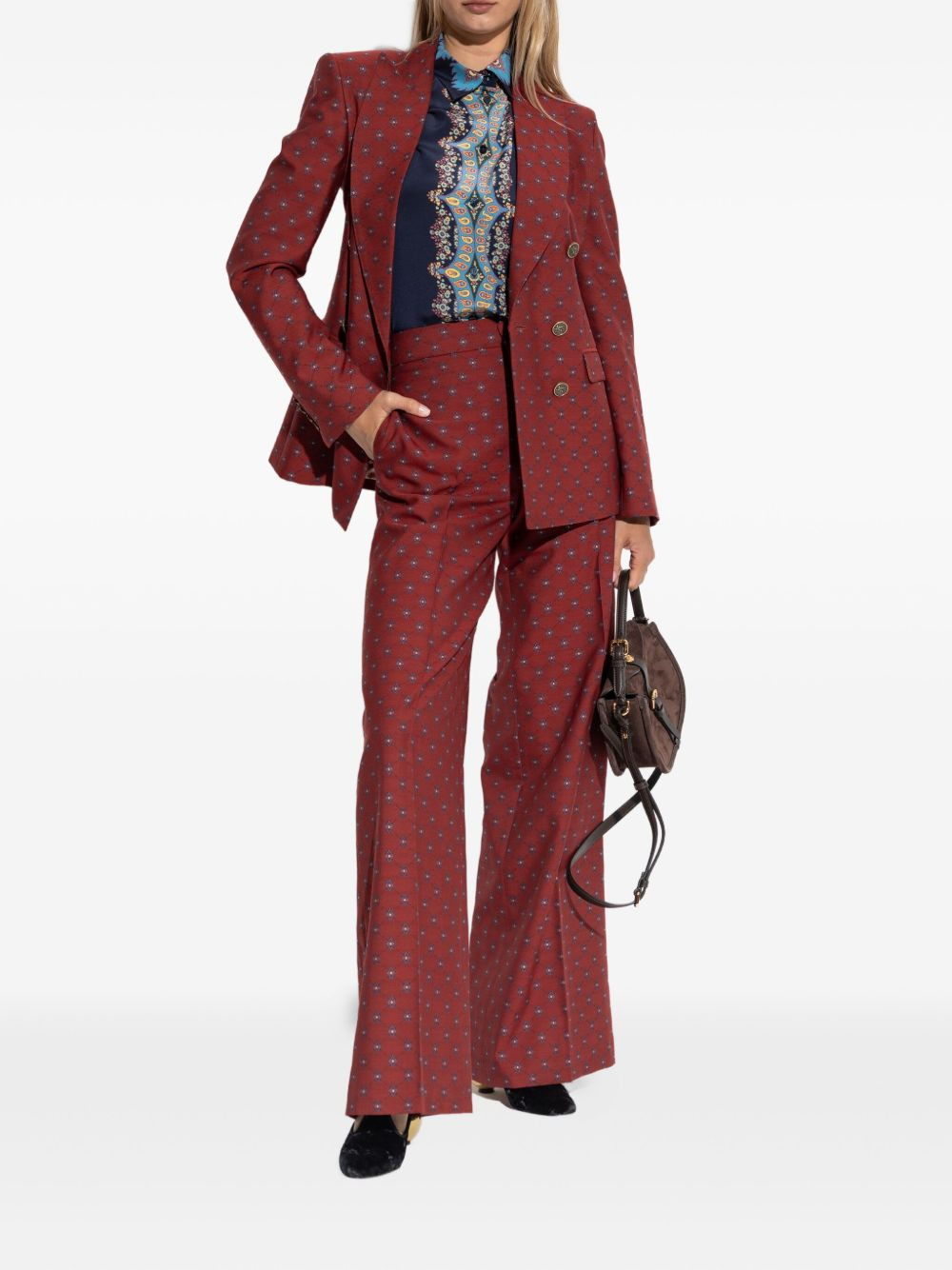 jacquard-pattern flared trousers - 2